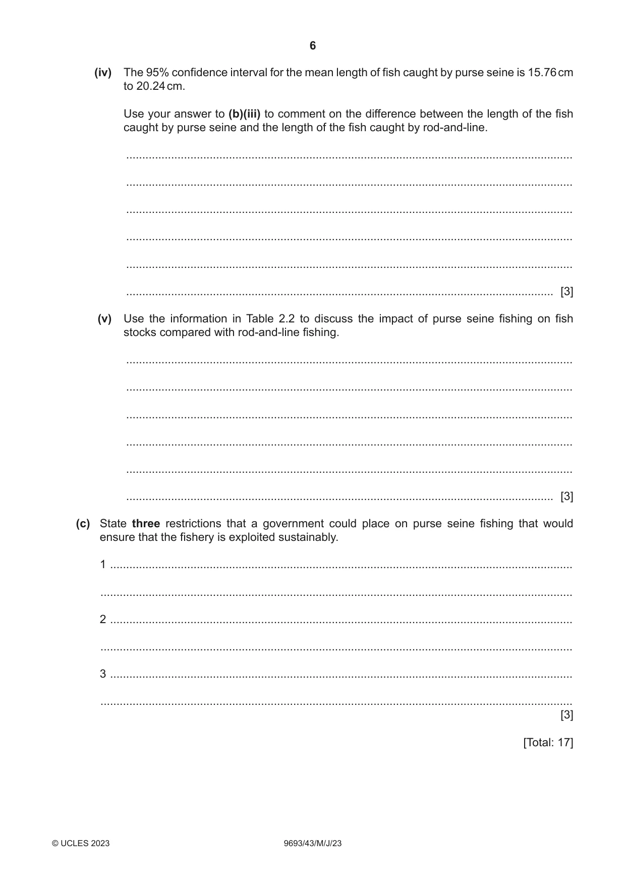 Cambridge A Level Marine Science 9693 2023 May/June Paper 4 · Variant 3 question paper, page 6 of 20