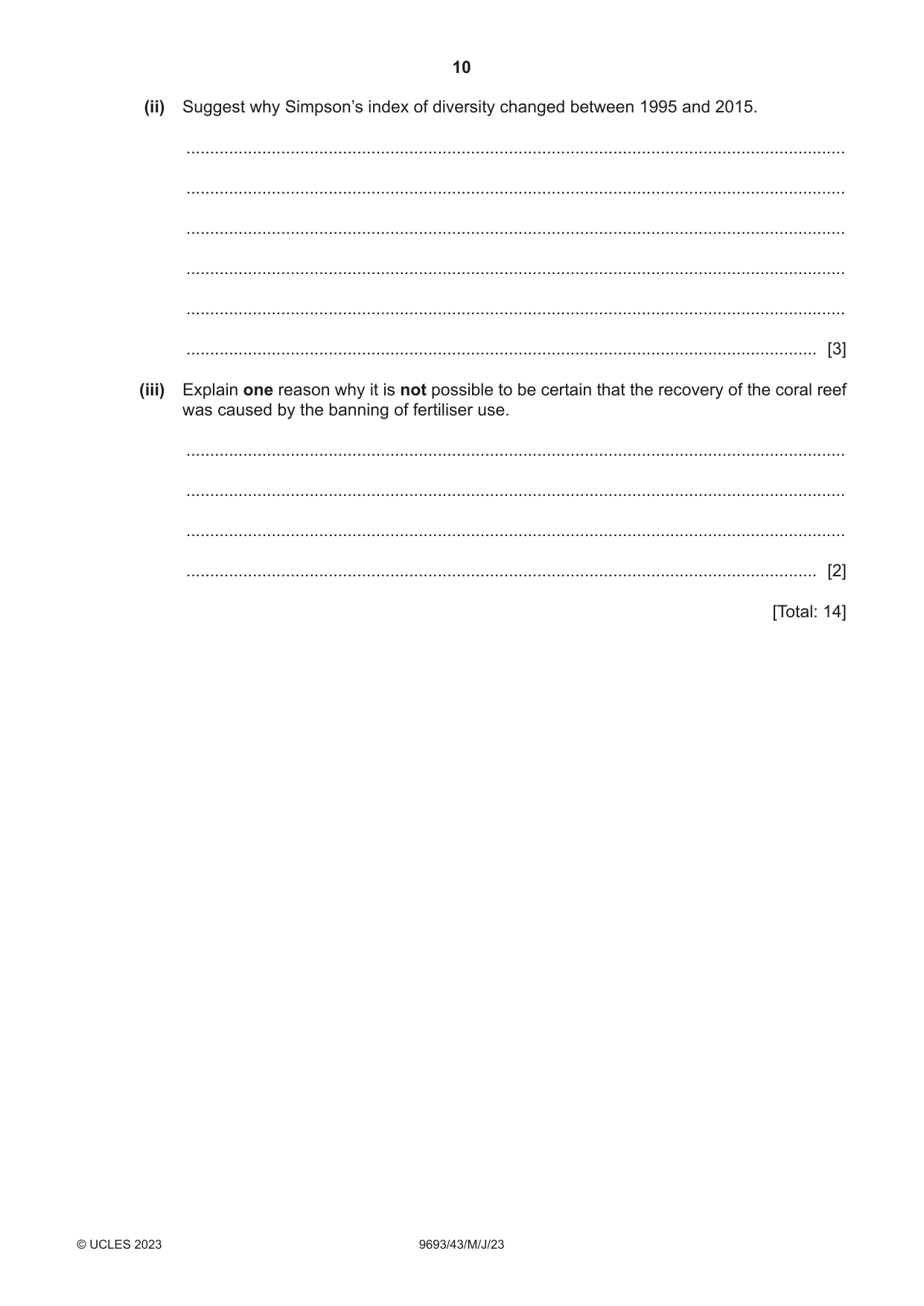 Cambridge A Level Marine Science 9693 2023 May/June Paper 4 · Variant 3 question paper, page 10 of 20