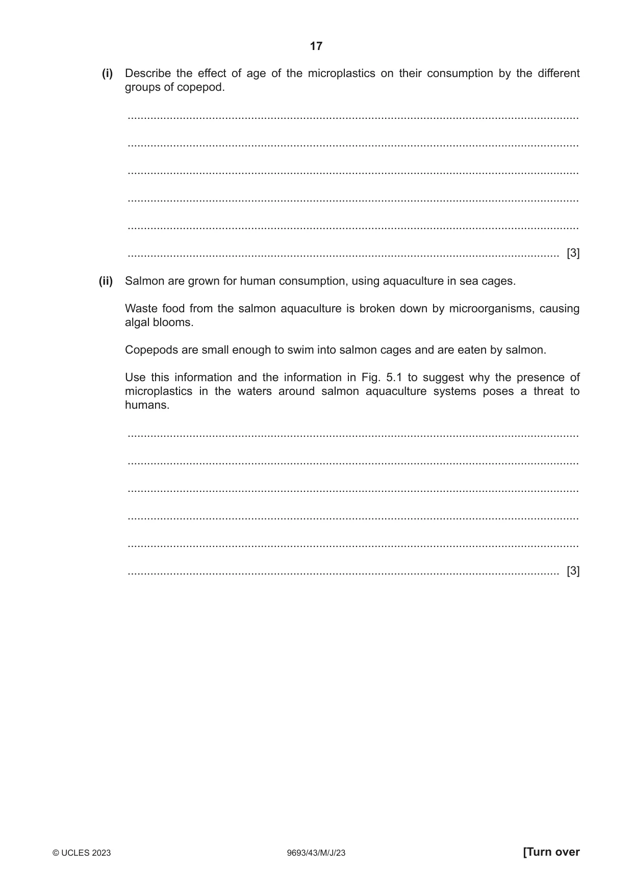 Cambridge A Level Marine Science 9693 2023 May/June Paper 4 · Variant 3 question paper, page 17 of 20