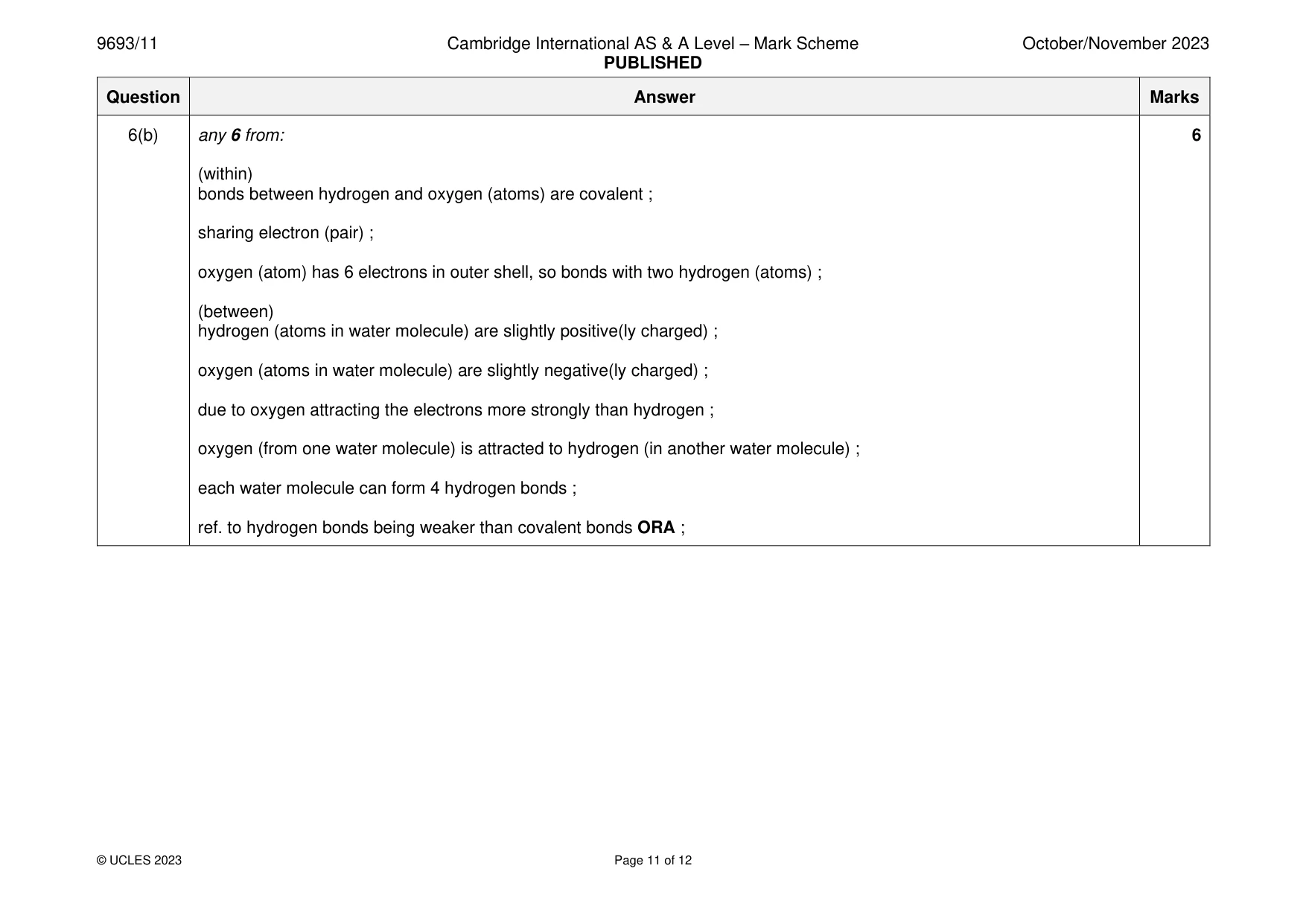 Mark scheme, page 11 of 12