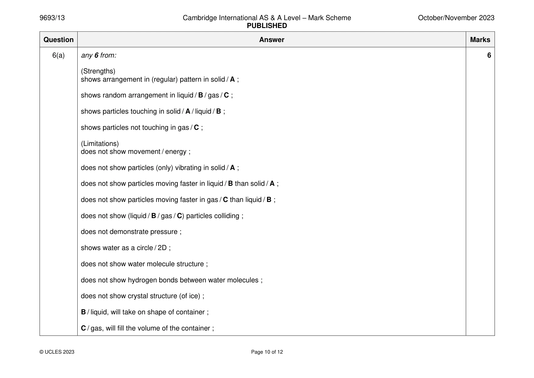 Mark scheme, page 10 of 12