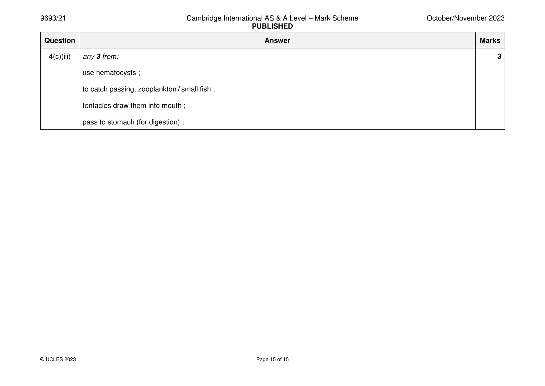 Mark scheme, page 15 of 15