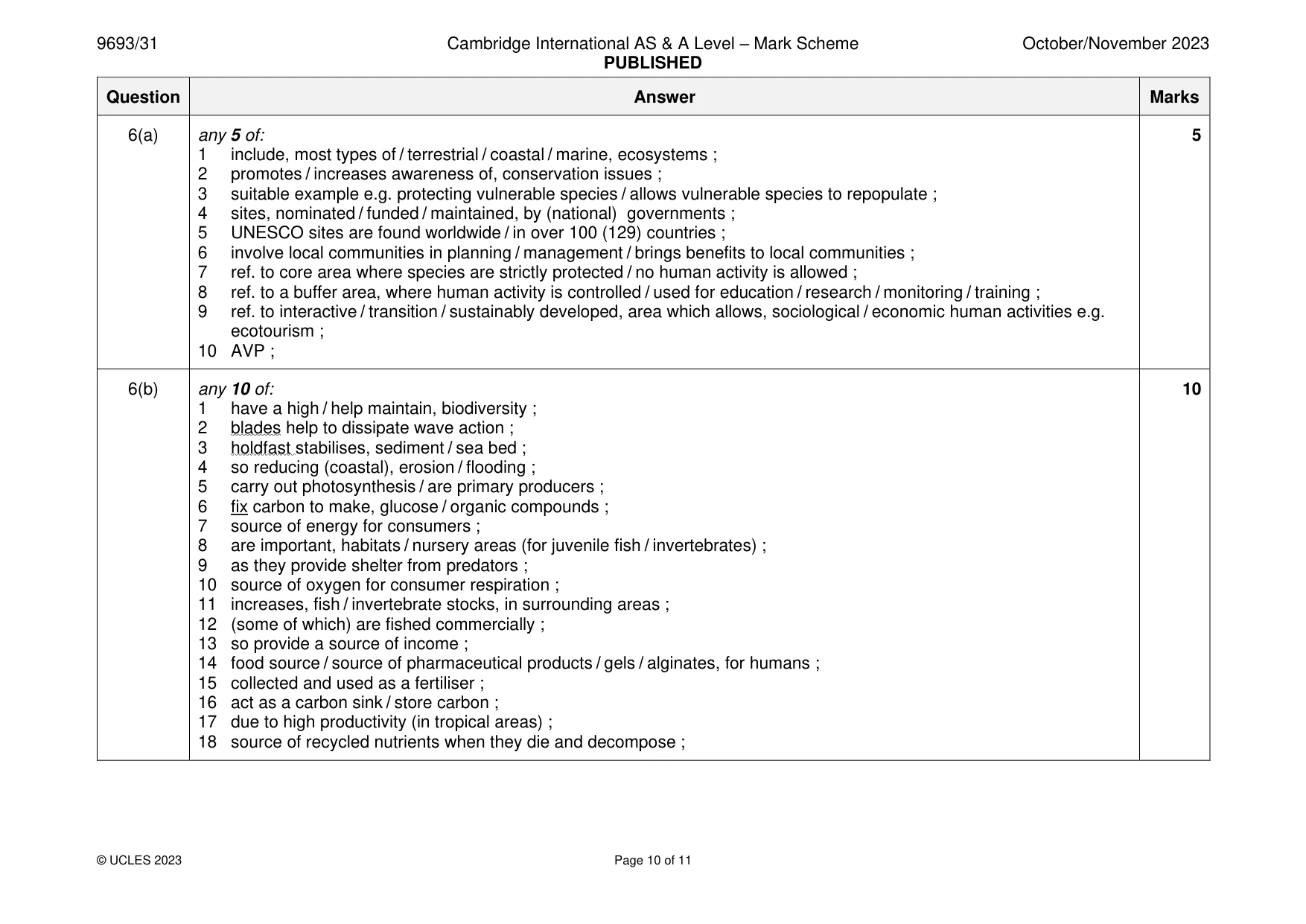 Mark scheme, page 10 of 11