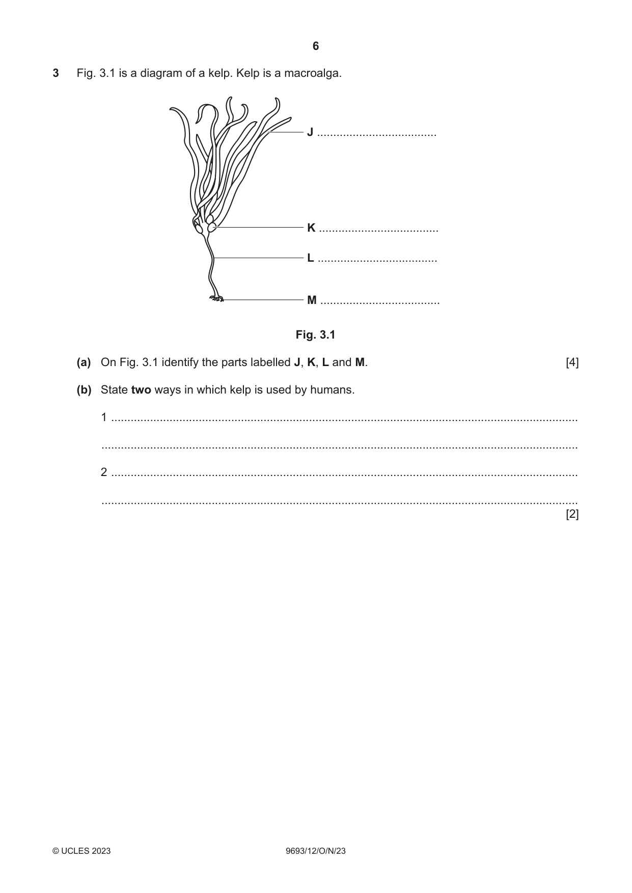 Cambridge A Level Marine Science 9693 2023 Oct/Nov Paper 1 · Variant 2 question paper, page 6 of 16