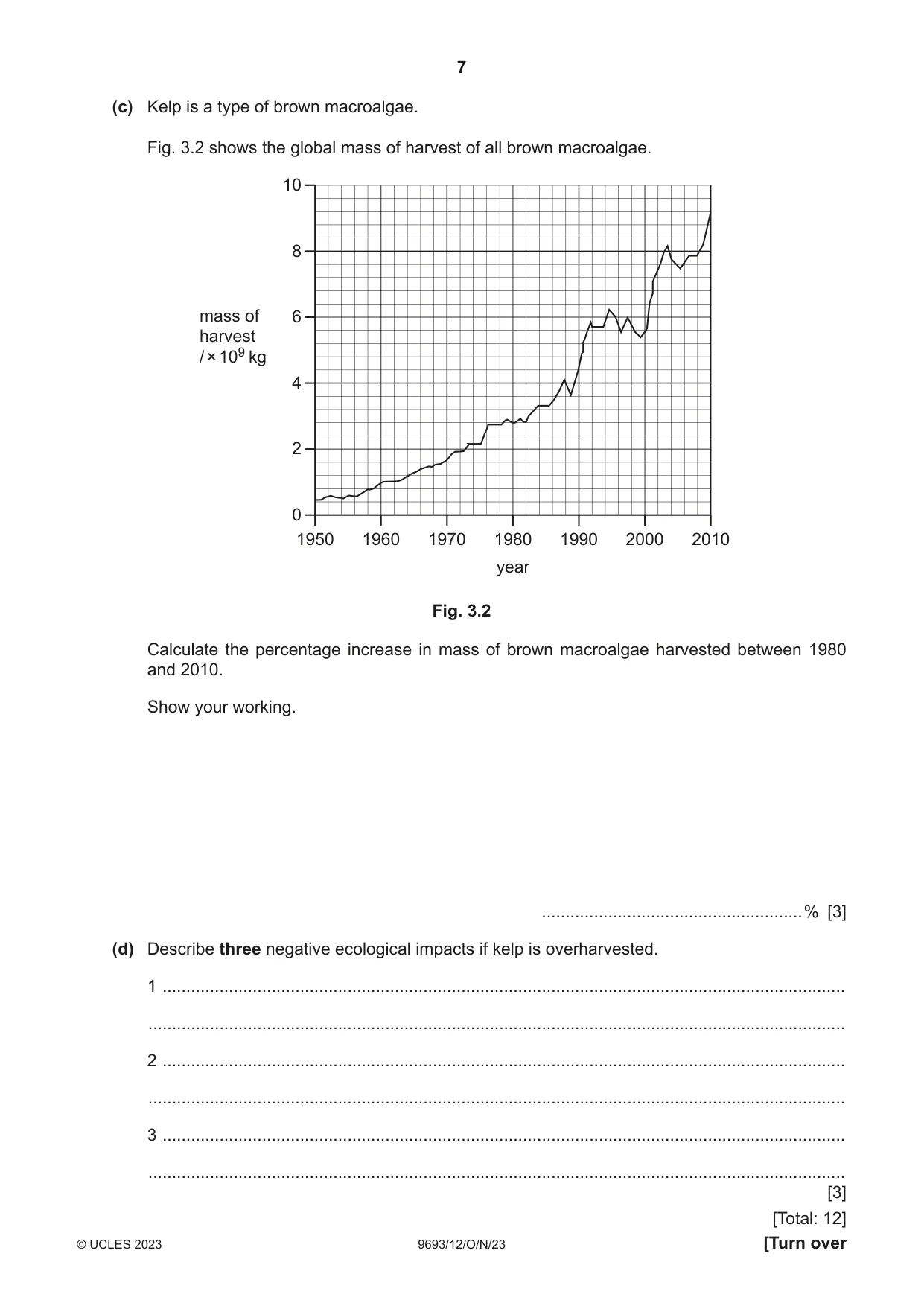 Cambridge A Level Marine Science 9693 2023 Oct/Nov Paper 1 · Variant 2 question paper, page 7 of 16