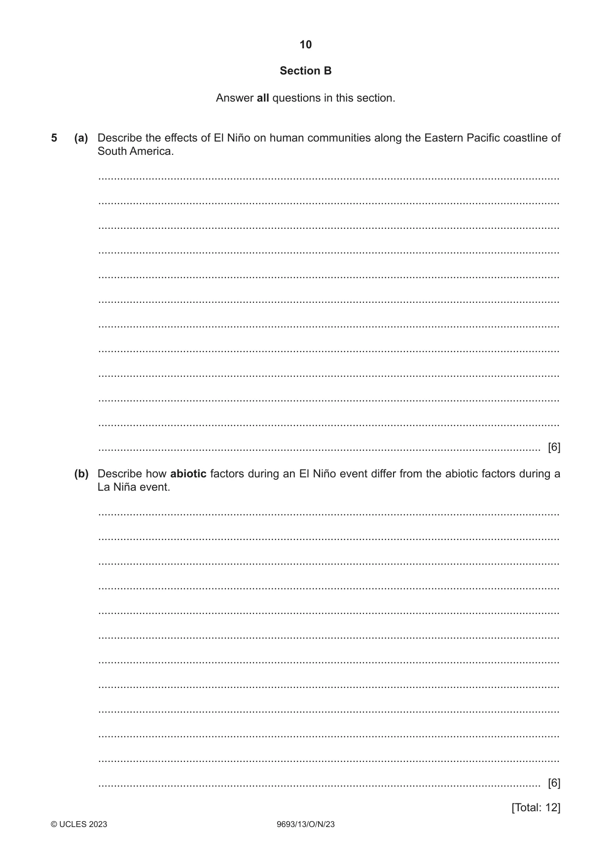 Cambridge A Level Marine Science 9693 2023 Oct/Nov Paper 1 · Variant 3 question paper, page 10 of 16