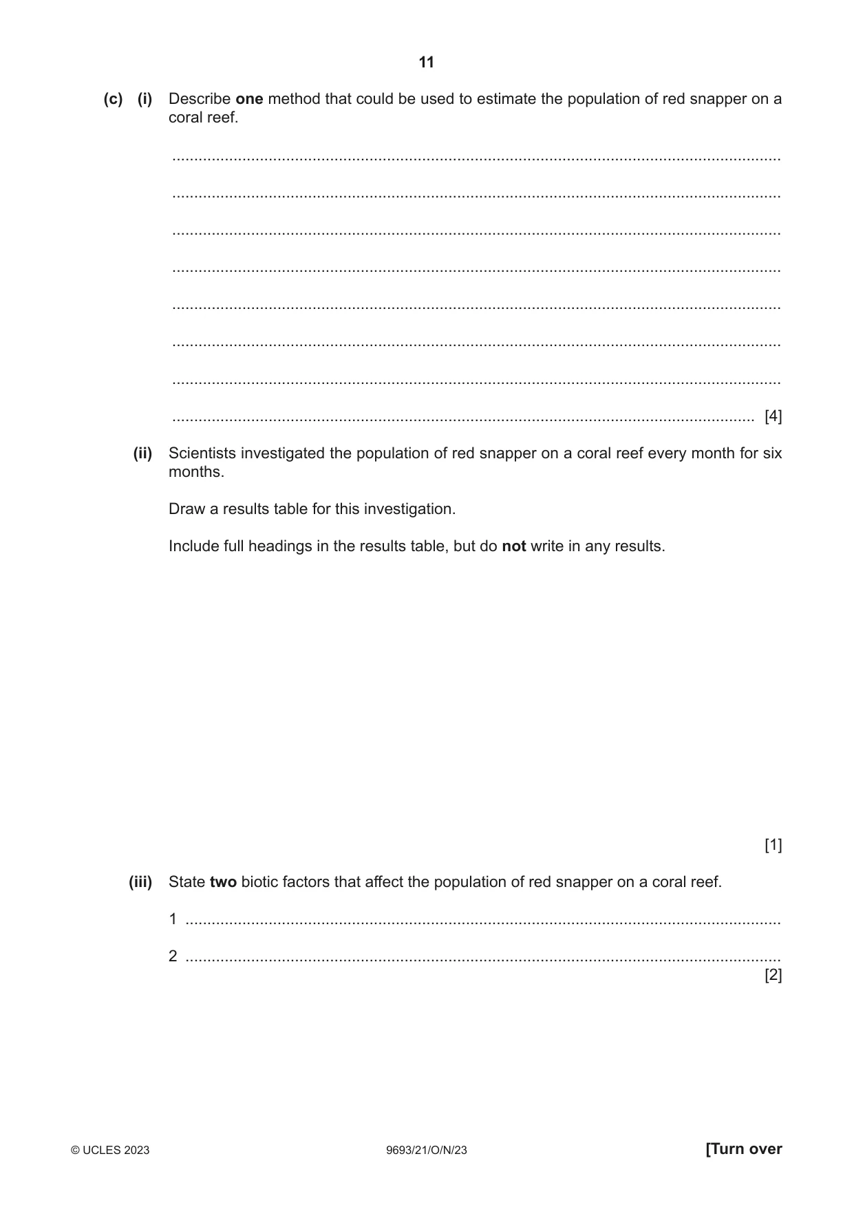 Cambridge A Level Marine Science 9693 2023 Oct/Nov Paper 2 · Variant 1 question paper, page 11 of 16