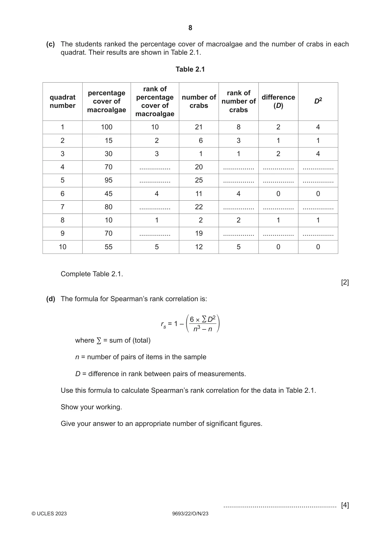 Cambridge A Level Marine Science 9693 2023 Oct/Nov Paper 2 · Variant 2 question paper, page 8 of 16