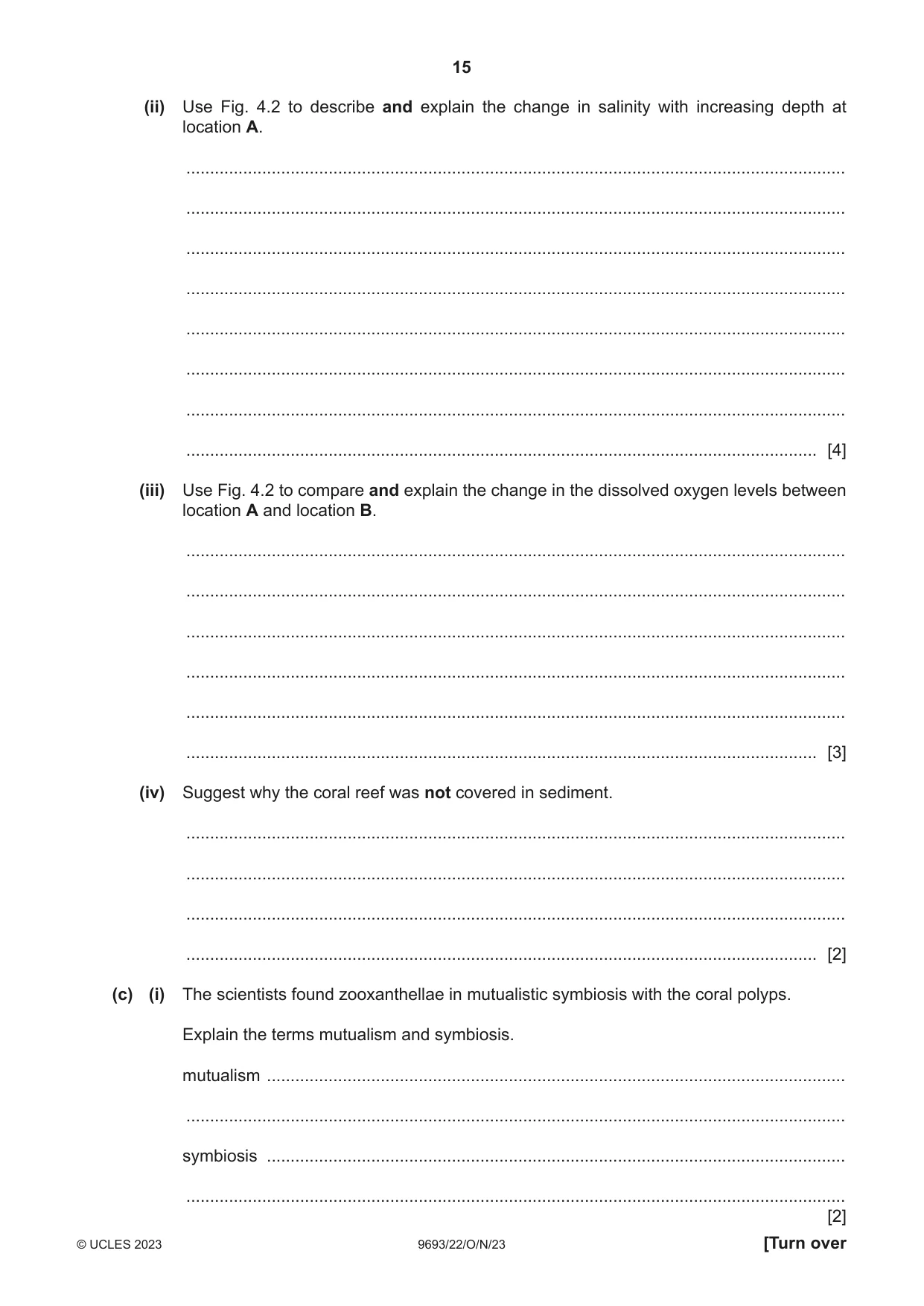 Cambridge A Level Marine Science 9693 2023 Oct/Nov Paper 2 · Variant 2 question paper, page 15 of 16