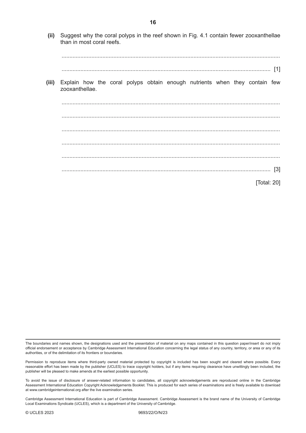 Cambridge A Level Marine Science 9693 2023 Oct/Nov Paper 2 · Variant 2 question paper, page 16 of 16