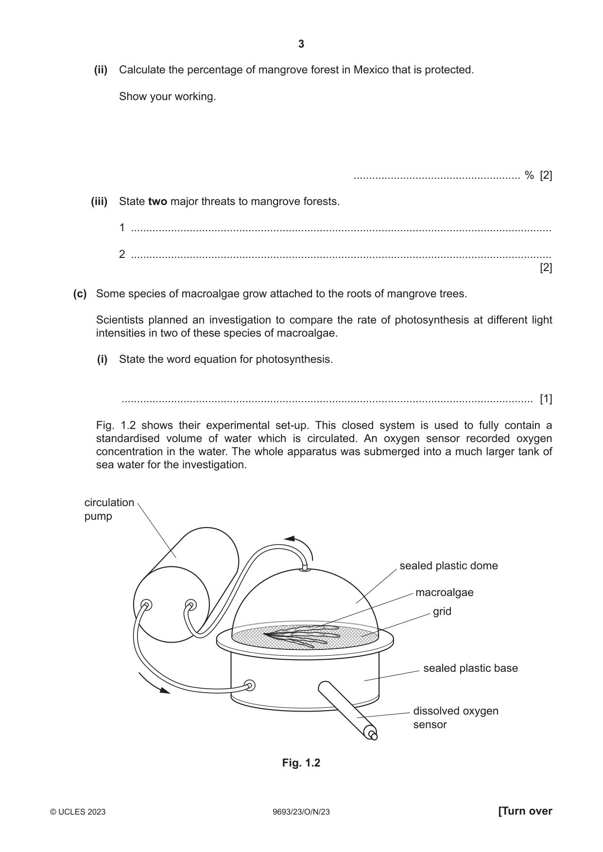 Cambridge A Level Marine Science 9693 2023 Oct/Nov Paper 2 · Variant 3 question paper, page 3 of 16