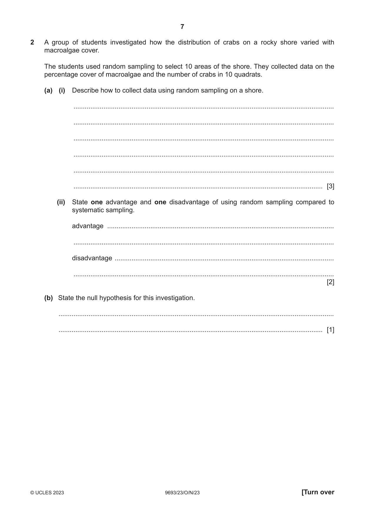 Cambridge A Level Marine Science 9693 2023 Oct/Nov Paper 2 · Variant 3 question paper, page 7 of 16