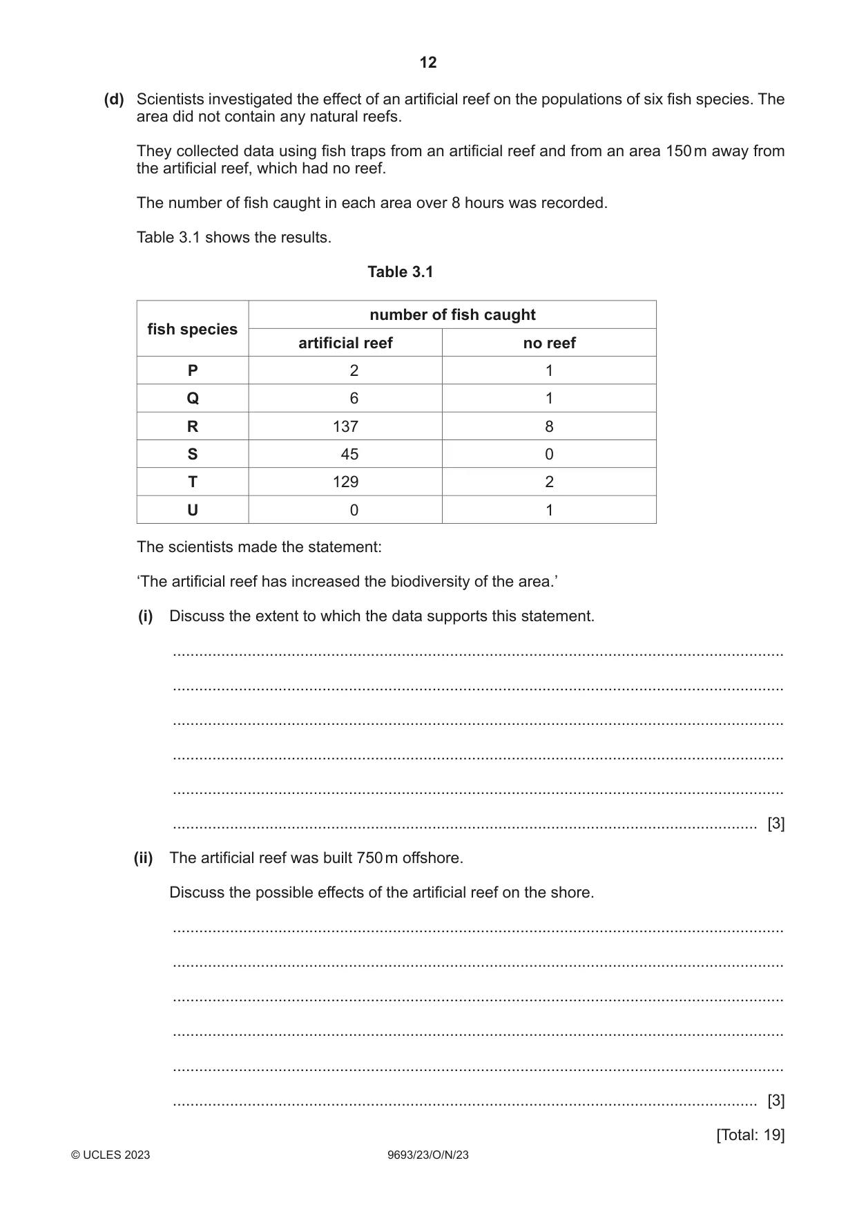 Cambridge A Level Marine Science 9693 2023 Oct/Nov Paper 2 · Variant 3 question paper, page 12 of 16