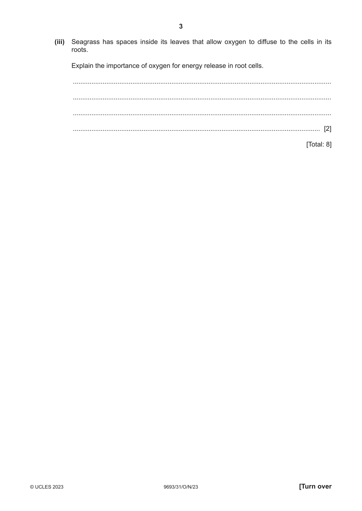 Cambridge A Level Marine Science 9693 2023 Oct/Nov Paper 3 · Variant 1 question paper, page 3 of 16
