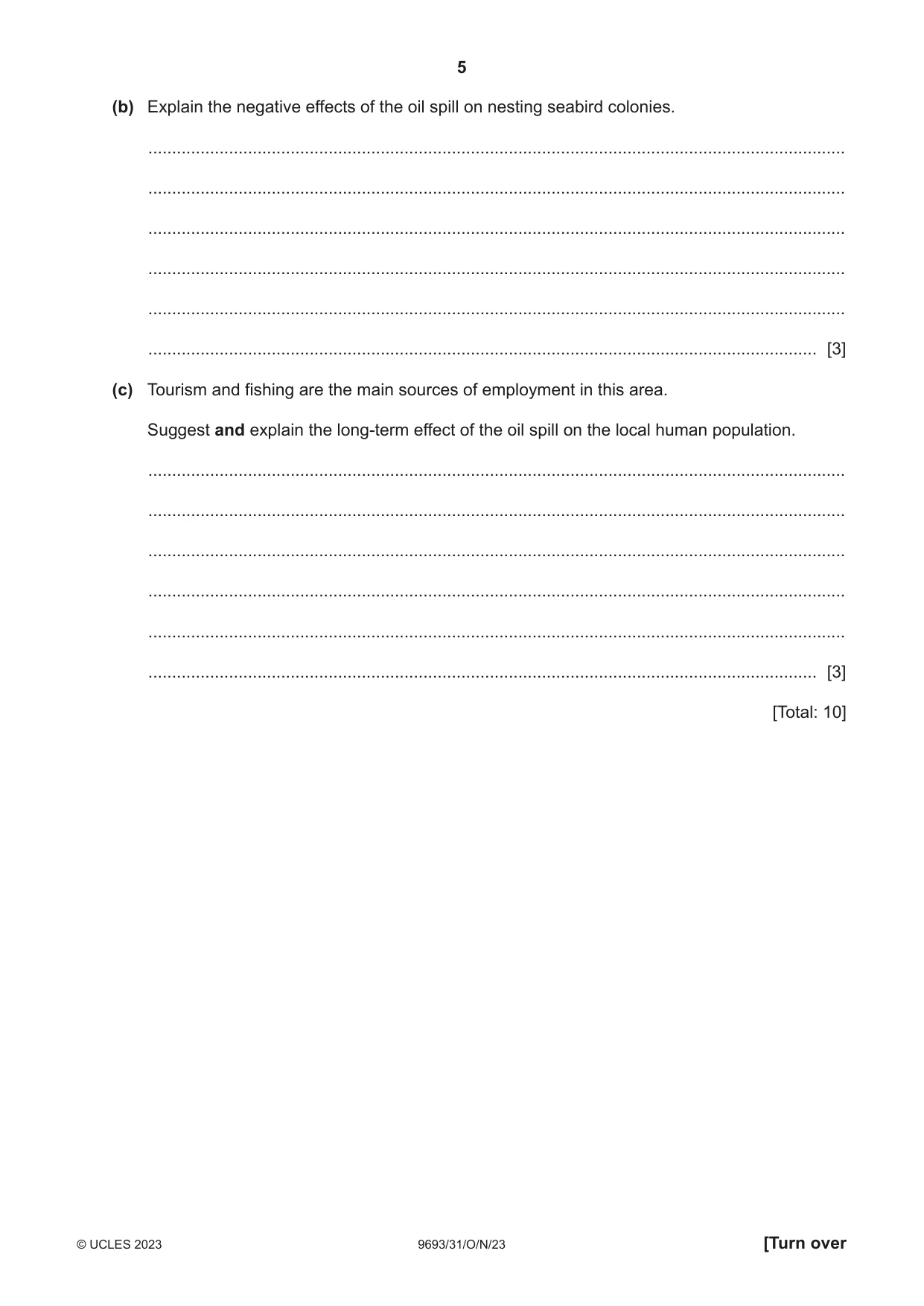 Cambridge A Level Marine Science 9693 2023 Oct/Nov Paper 3 · Variant 1 question paper, page 5 of 16
