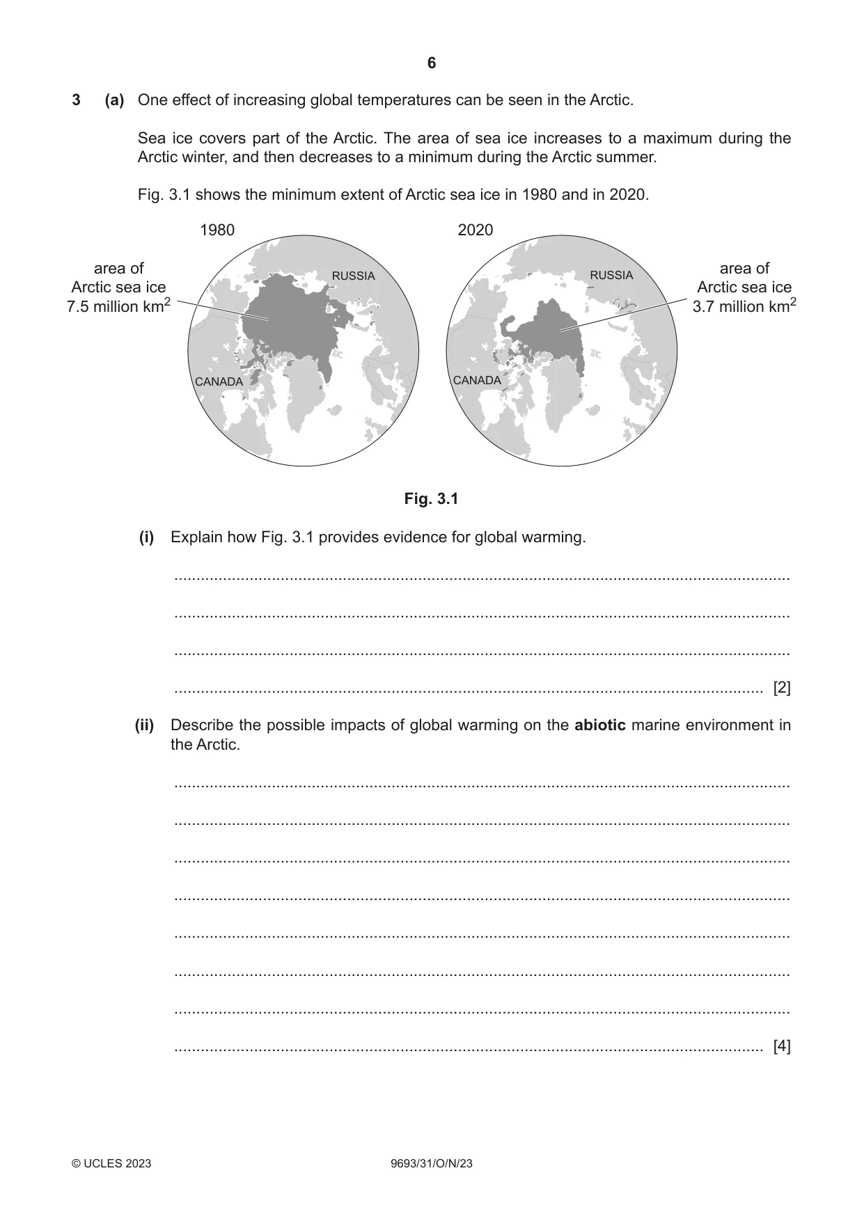 Cambridge A Level Marine Science 9693 2023 Oct/Nov Paper 3 · Variant 1 question paper, page 6 of 16