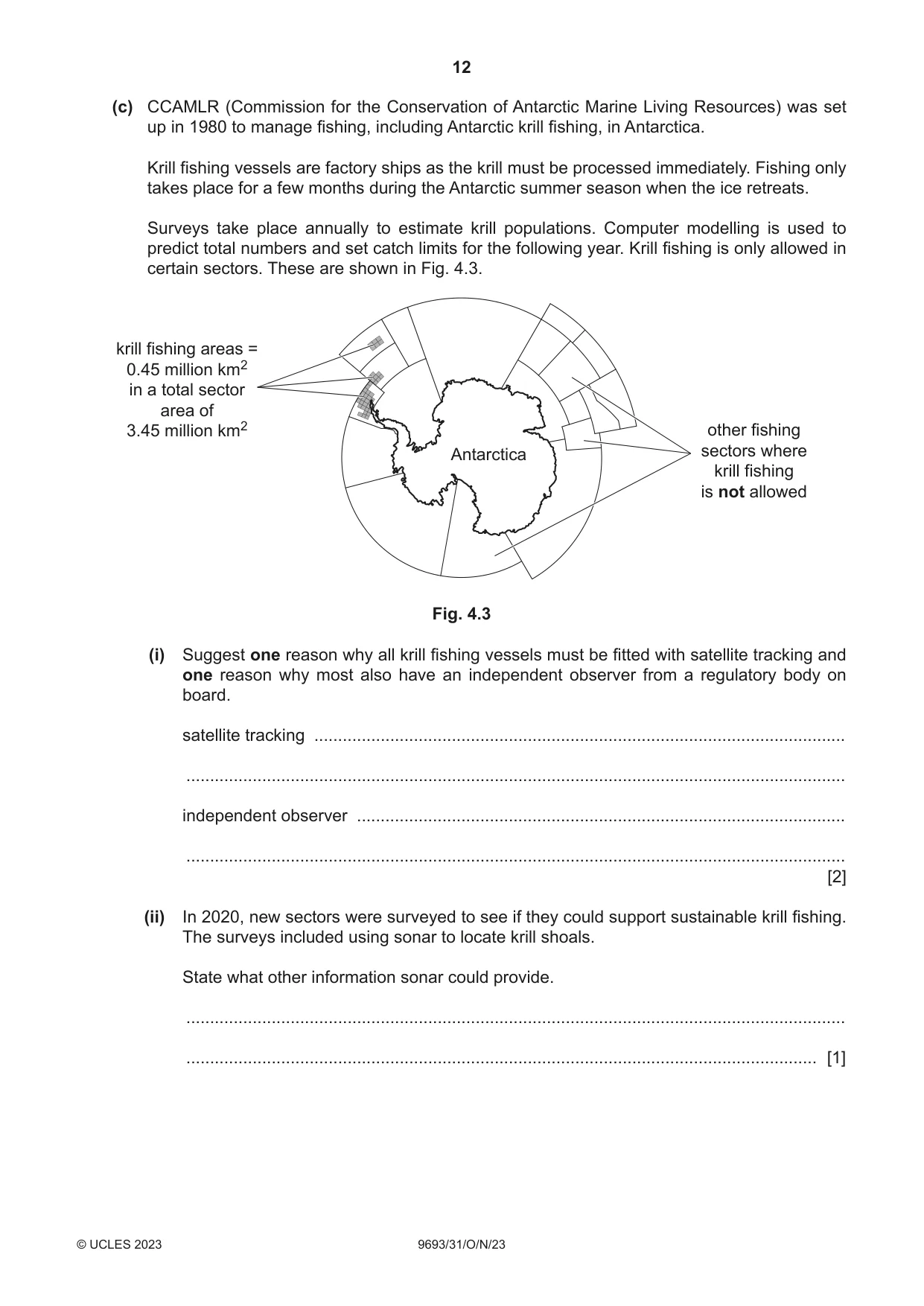 Cambridge A Level Marine Science 9693 2023 Oct/Nov Paper 3 · Variant 1 question paper, page 12 of 16