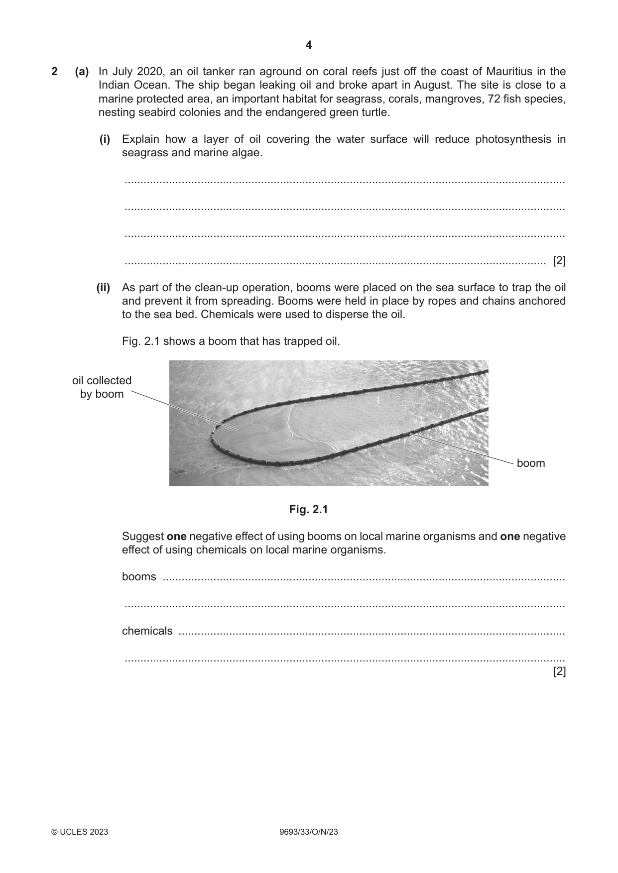 Cambridge A Level Marine Science 9693 2023 Oct/Nov Paper 3 · Variant 3 question paper, page 4 of 16