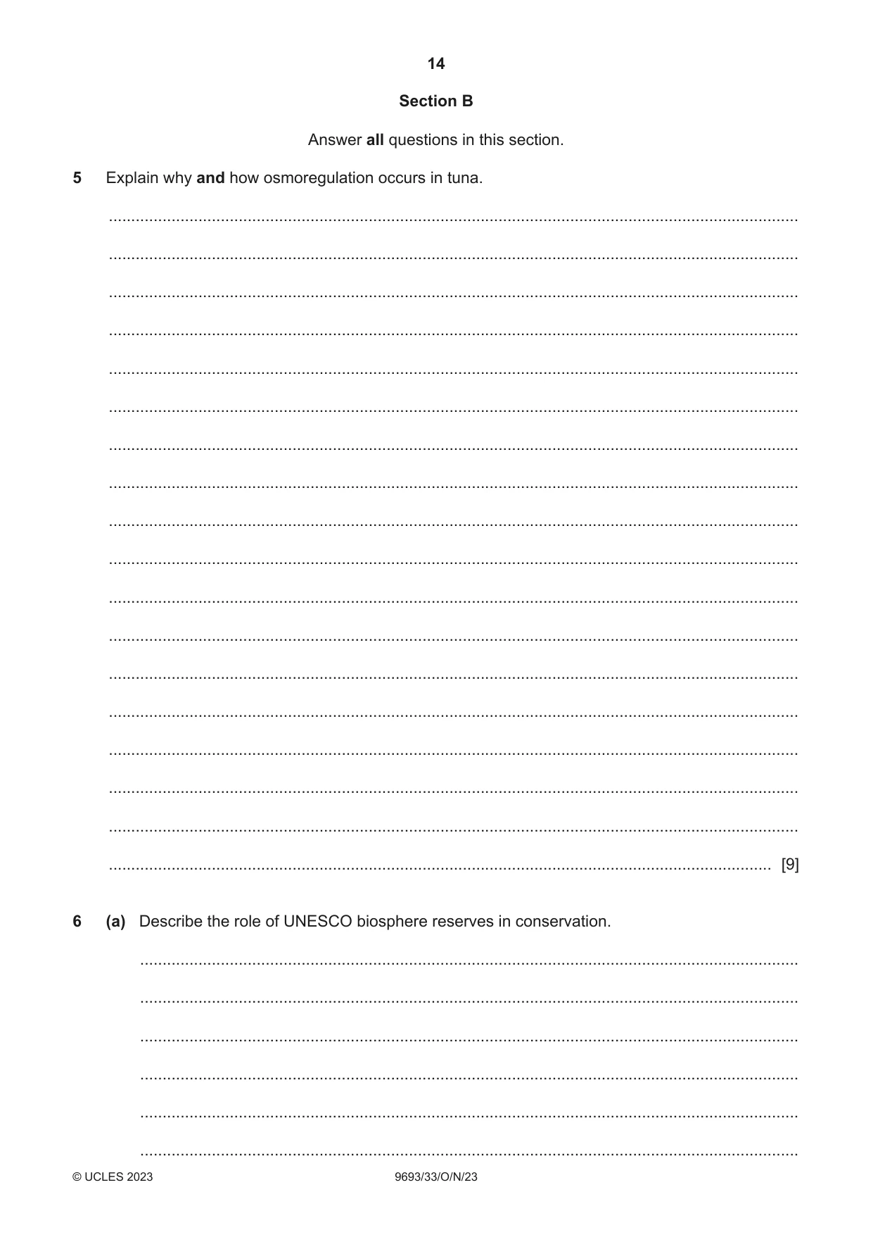 Cambridge A Level Marine Science 9693 2023 Oct/Nov Paper 3 · Variant 3 question paper, page 14 of 16