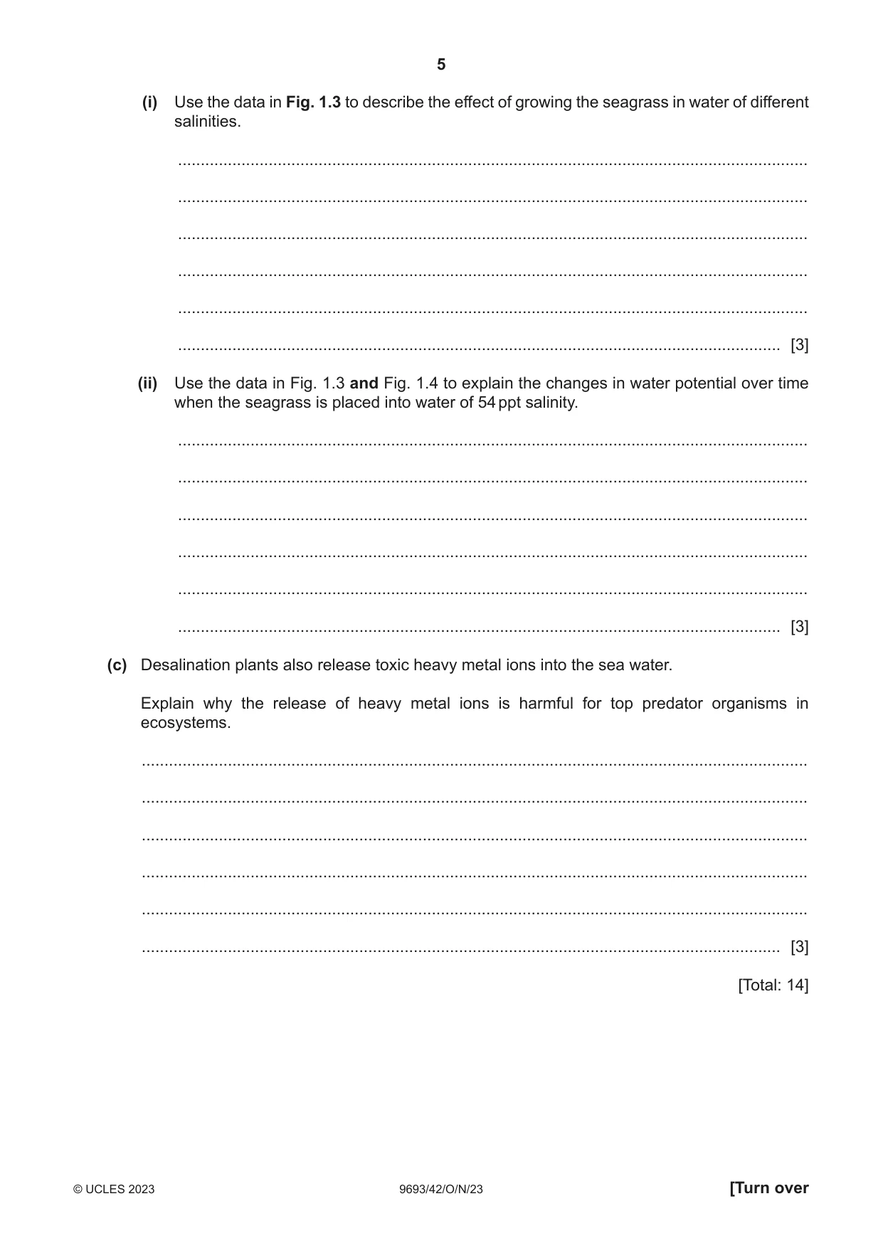 Cambridge A Level Marine Science 9693 2023 Oct/Nov Paper 4 · Variant 2 question paper, page 5 of 20
