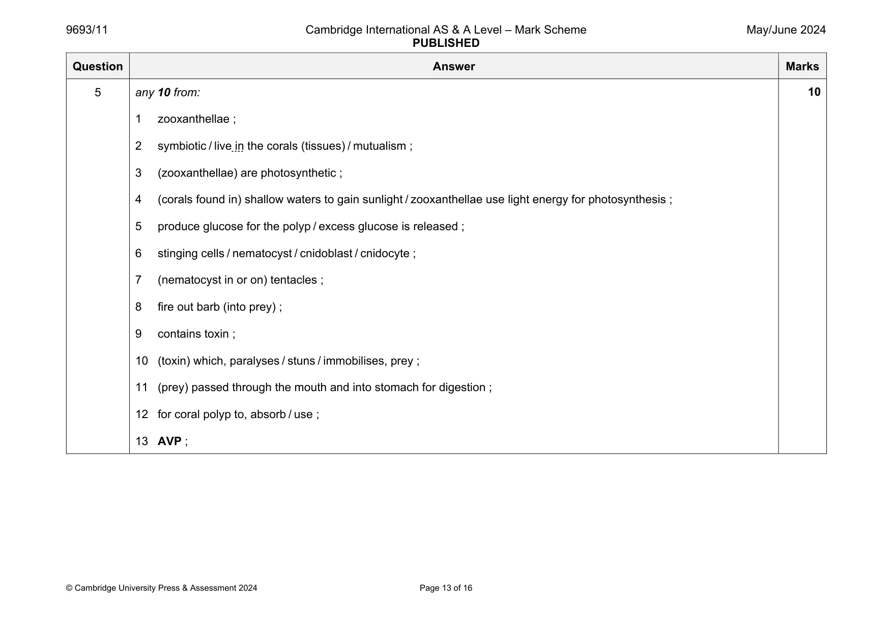 Mark scheme, page 13 of 16