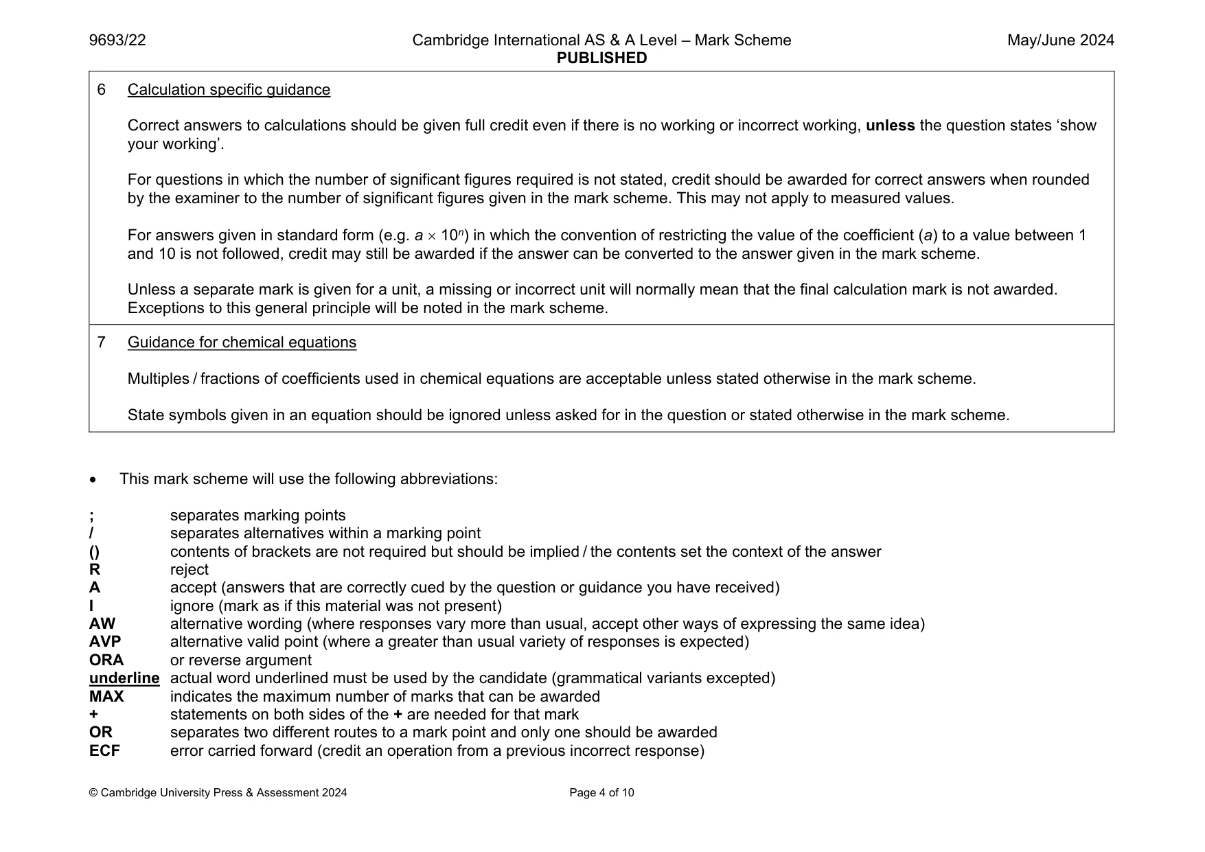 Mark scheme, page 4 of 10