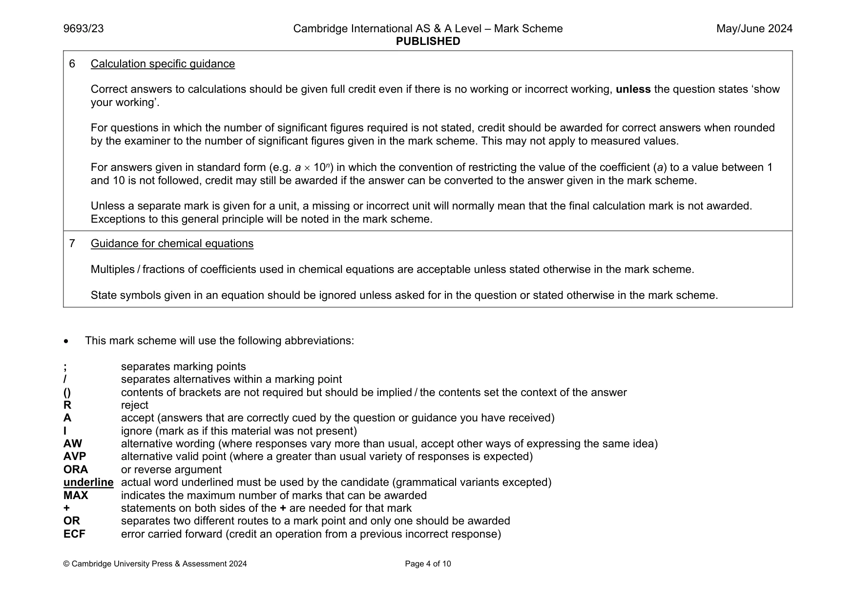 Mark scheme, page 4 of 10