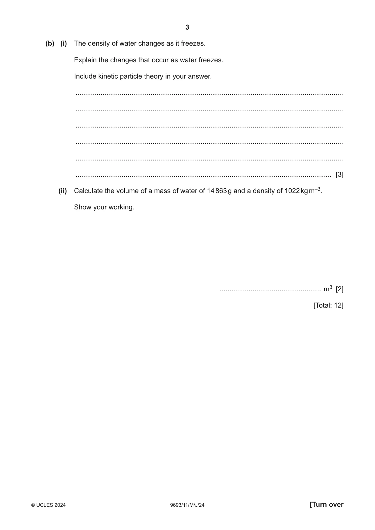 Cambridge A Level Marine Science 9693 2024 May/June Paper 1 · Variant 1 question paper, page 3 of 16