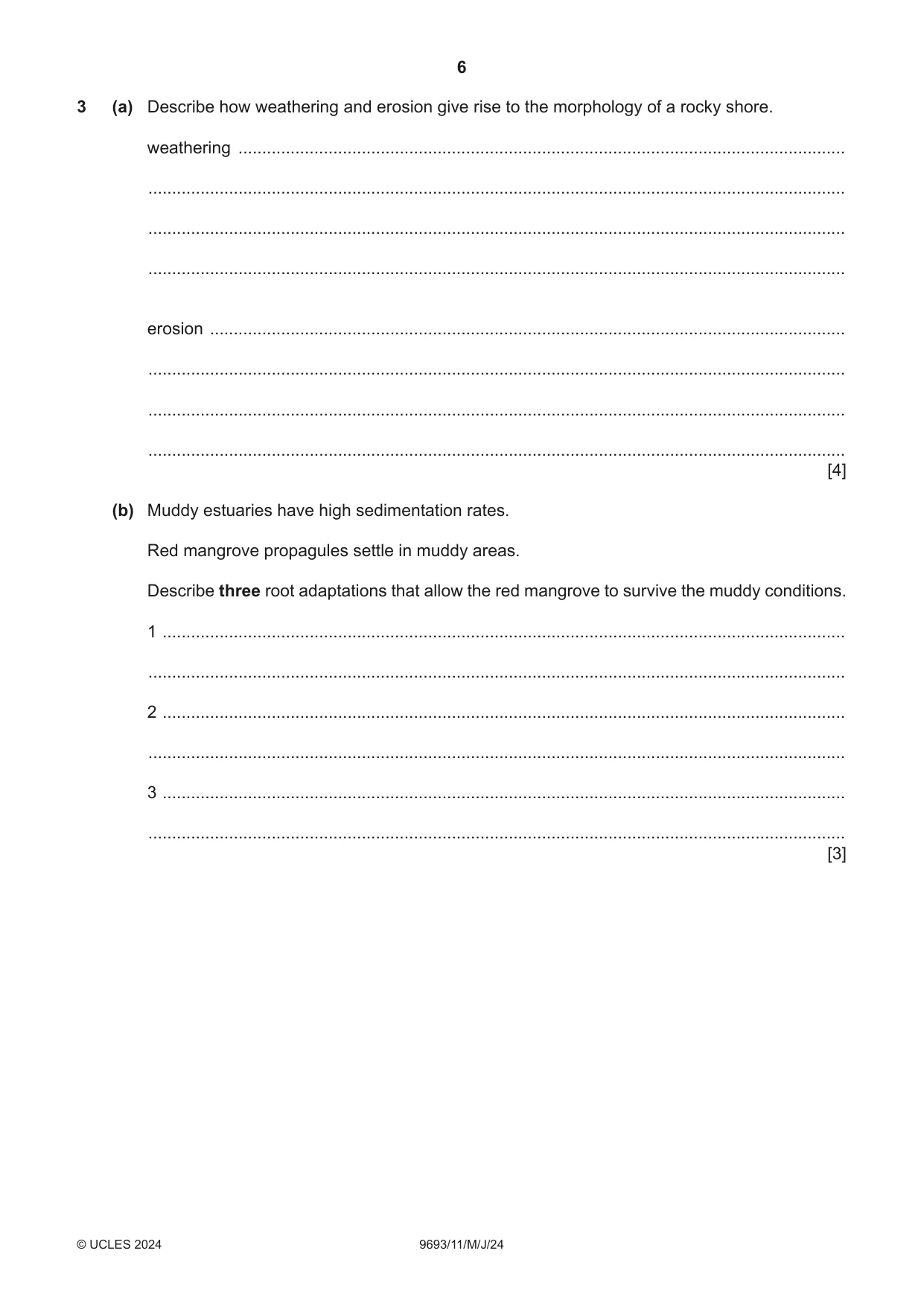 Cambridge A Level Marine Science 9693 2024 May/June Paper 1 · Variant 1 question paper, page 6 of 16