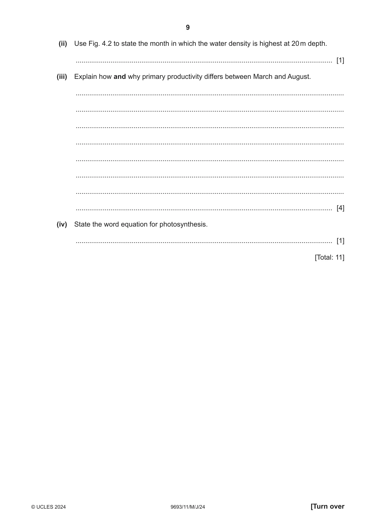 Cambridge A Level Marine Science 9693 2024 May/June Paper 1 · Variant 1 question paper, page 9 of 16
