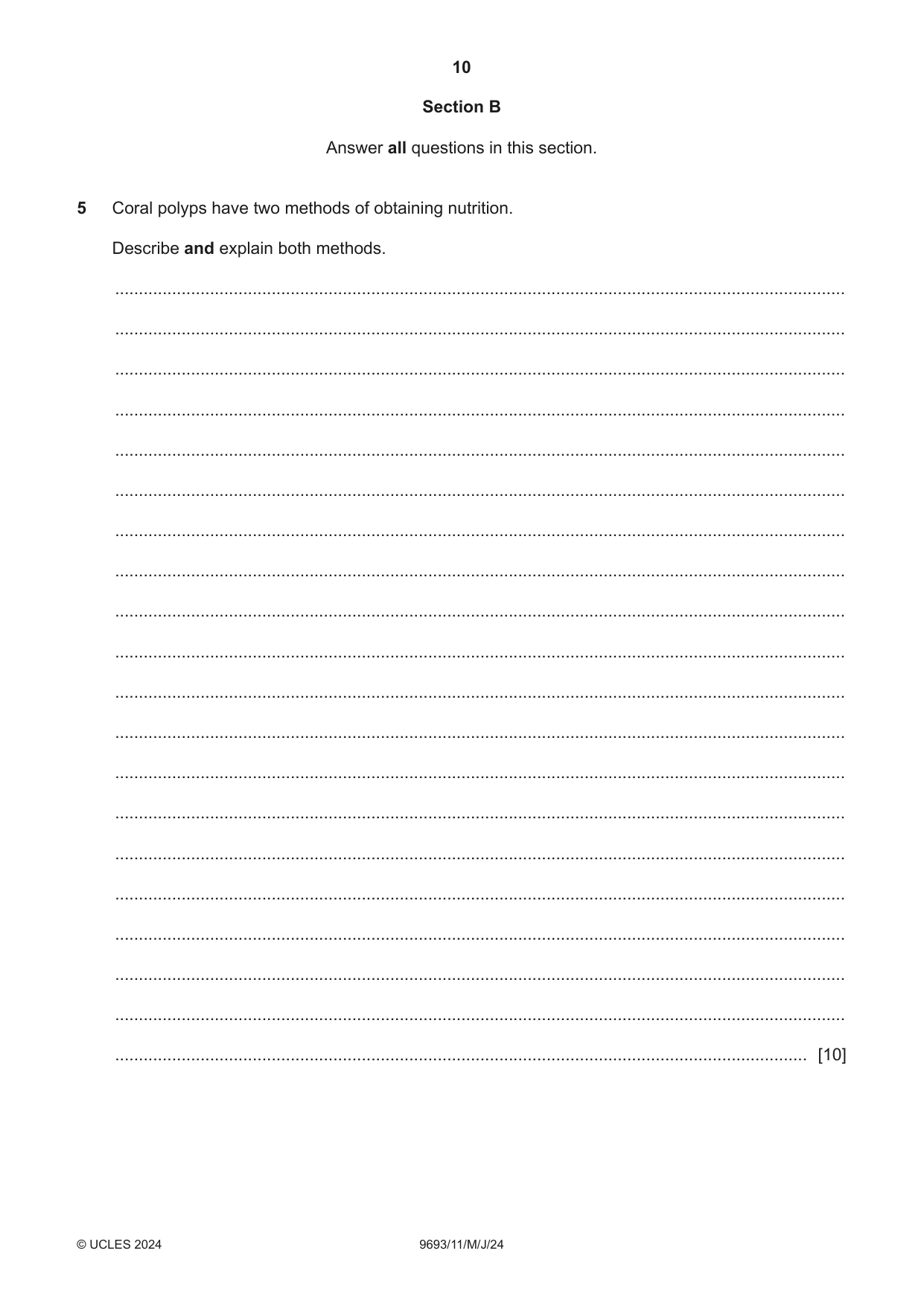 Cambridge A Level Marine Science 9693 2024 May/June Paper 1 · Variant 1 question paper, page 10 of 16