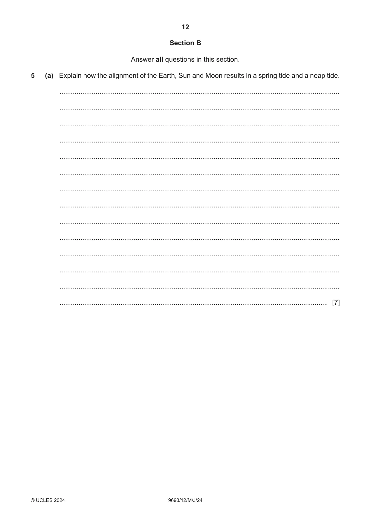 Cambridge A Level Marine Science 9693 2024 May/June Paper 1 · Variant 2 question paper, page 12 of 16