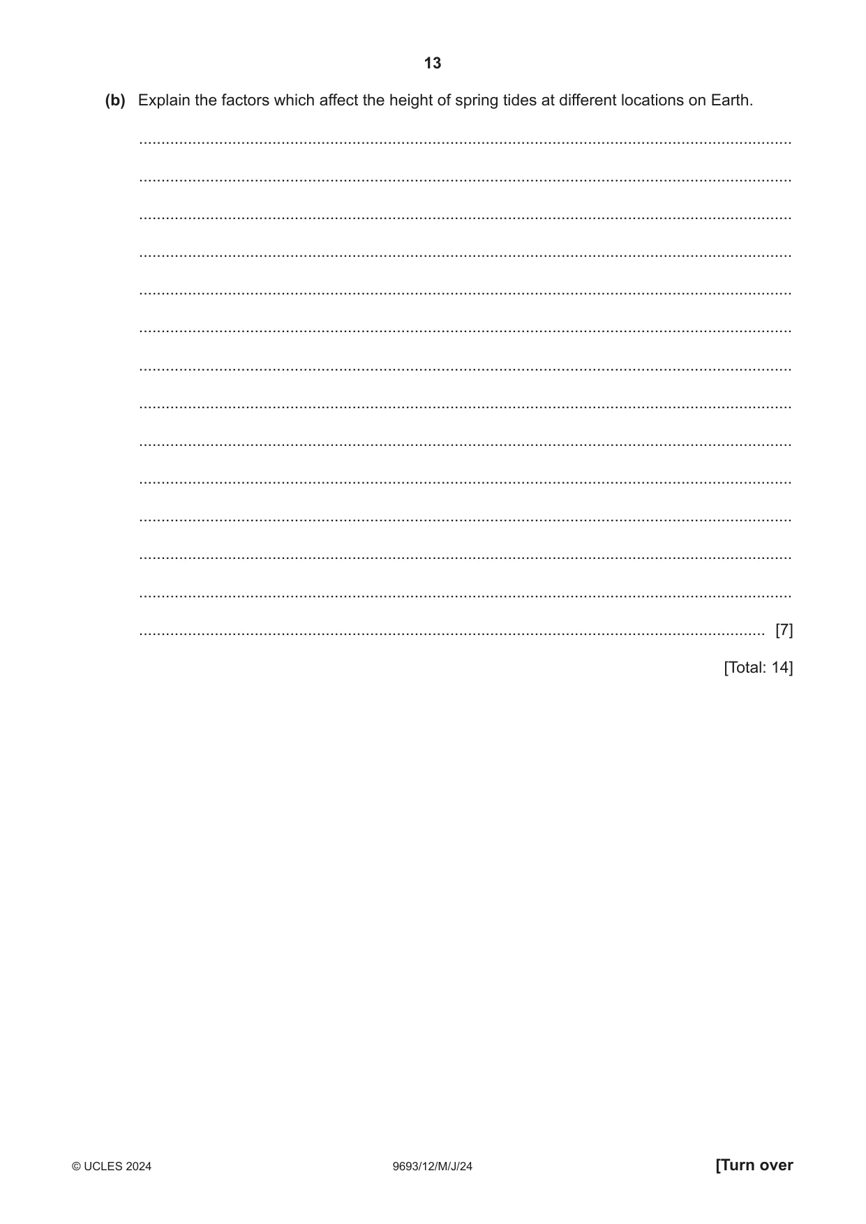 Cambridge A Level Marine Science 9693 2024 May/June Paper 1 · Variant 2 question paper, page 13 of 16