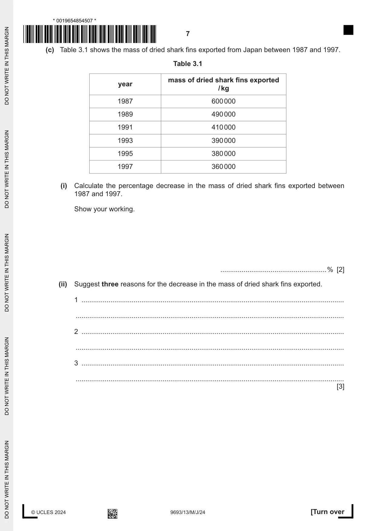 Cambridge A Level Marine Science 9693 2024 May/June Paper 1 · Variant 3 question paper, page 7 of 16