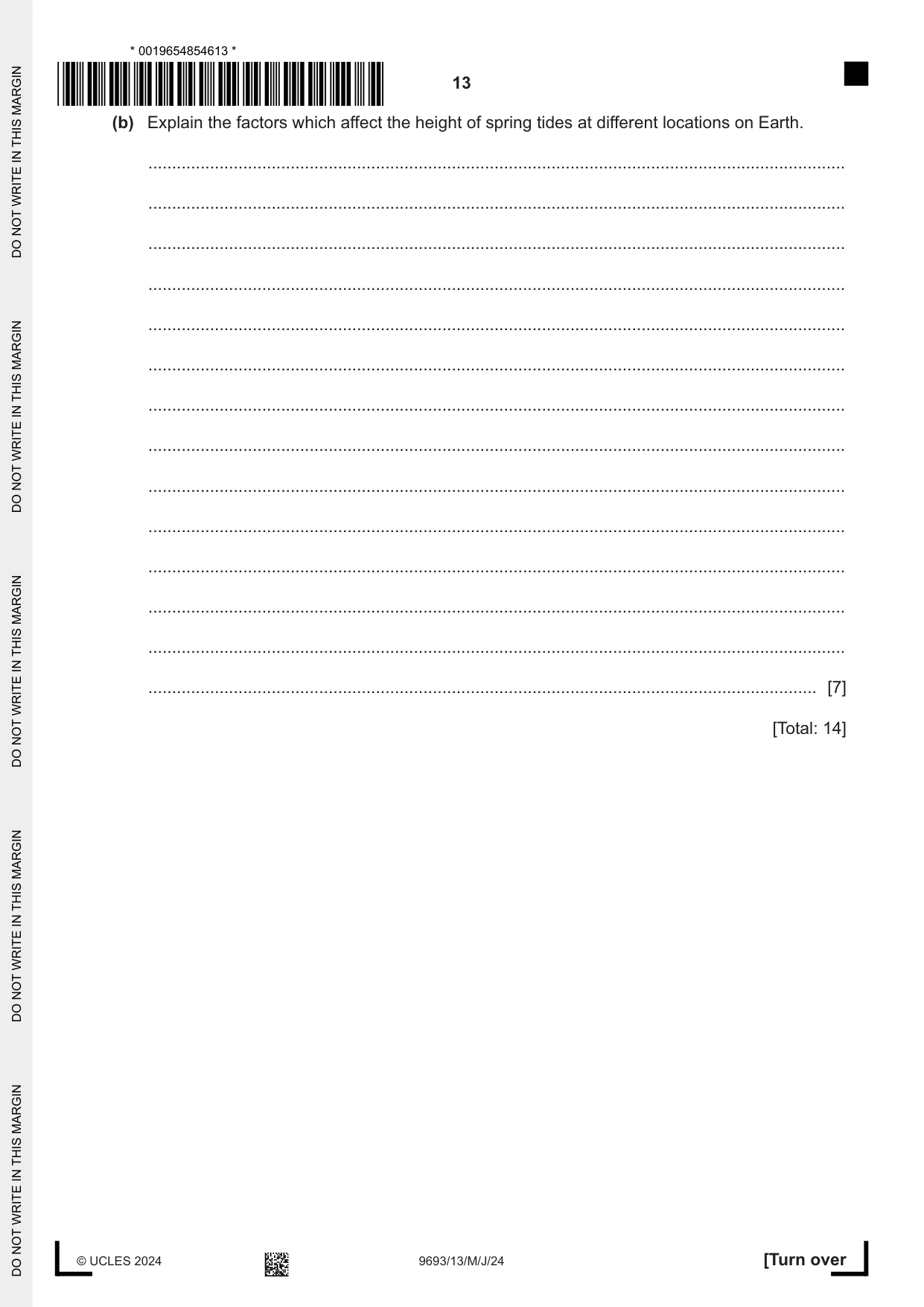 Cambridge A Level Marine Science 9693 2024 May/June Paper 1 · Variant 3 question paper, page 13 of 16