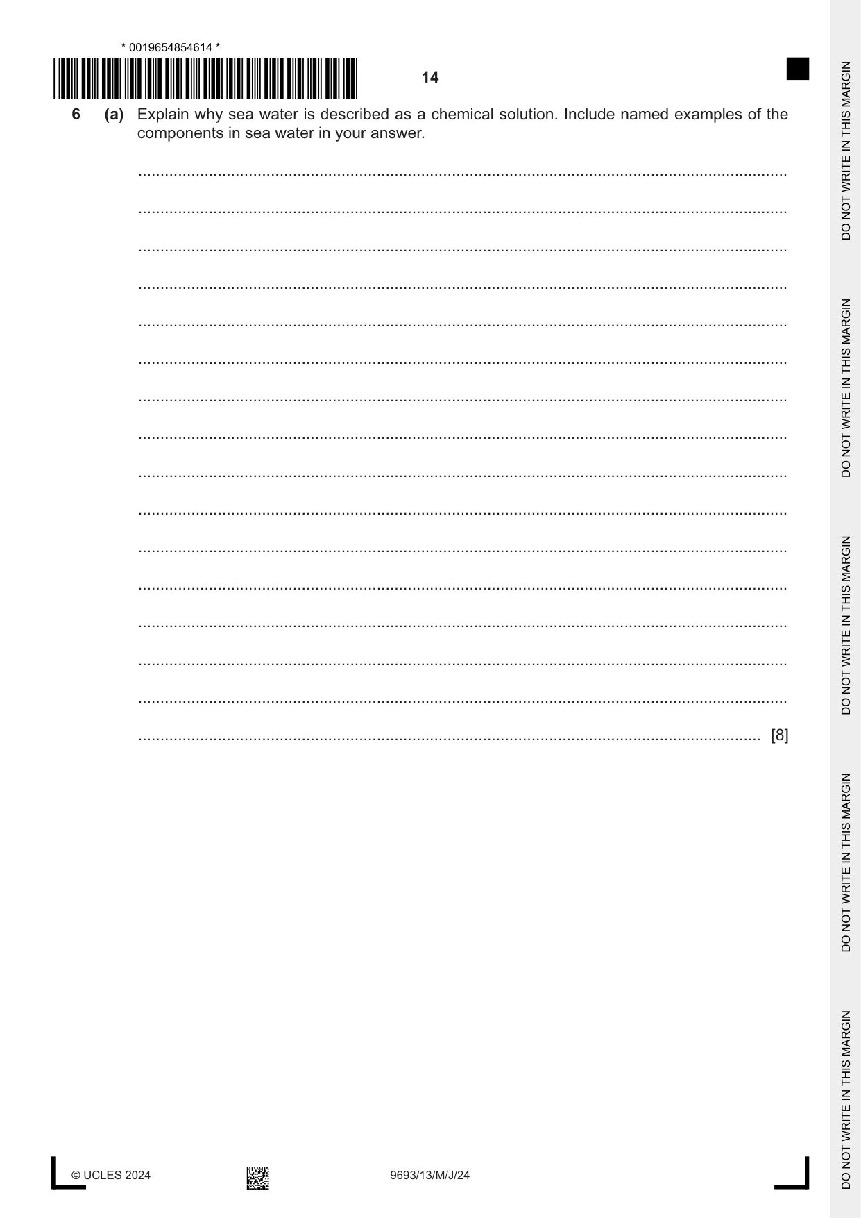 Cambridge A Level Marine Science 9693 2024 May/June Paper 1 · Variant 3 question paper, page 14 of 16