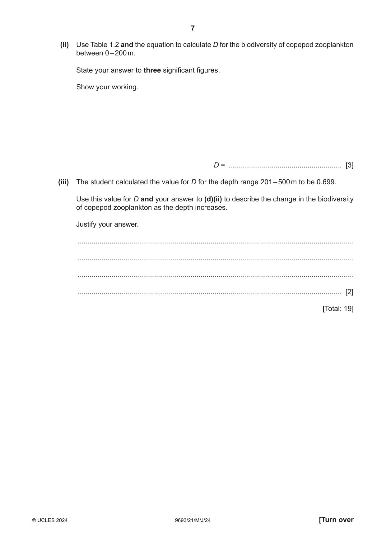Cambridge A Level Marine Science 9693 2024 May/June Paper 2 · Variant 1 question paper, page 7 of 28