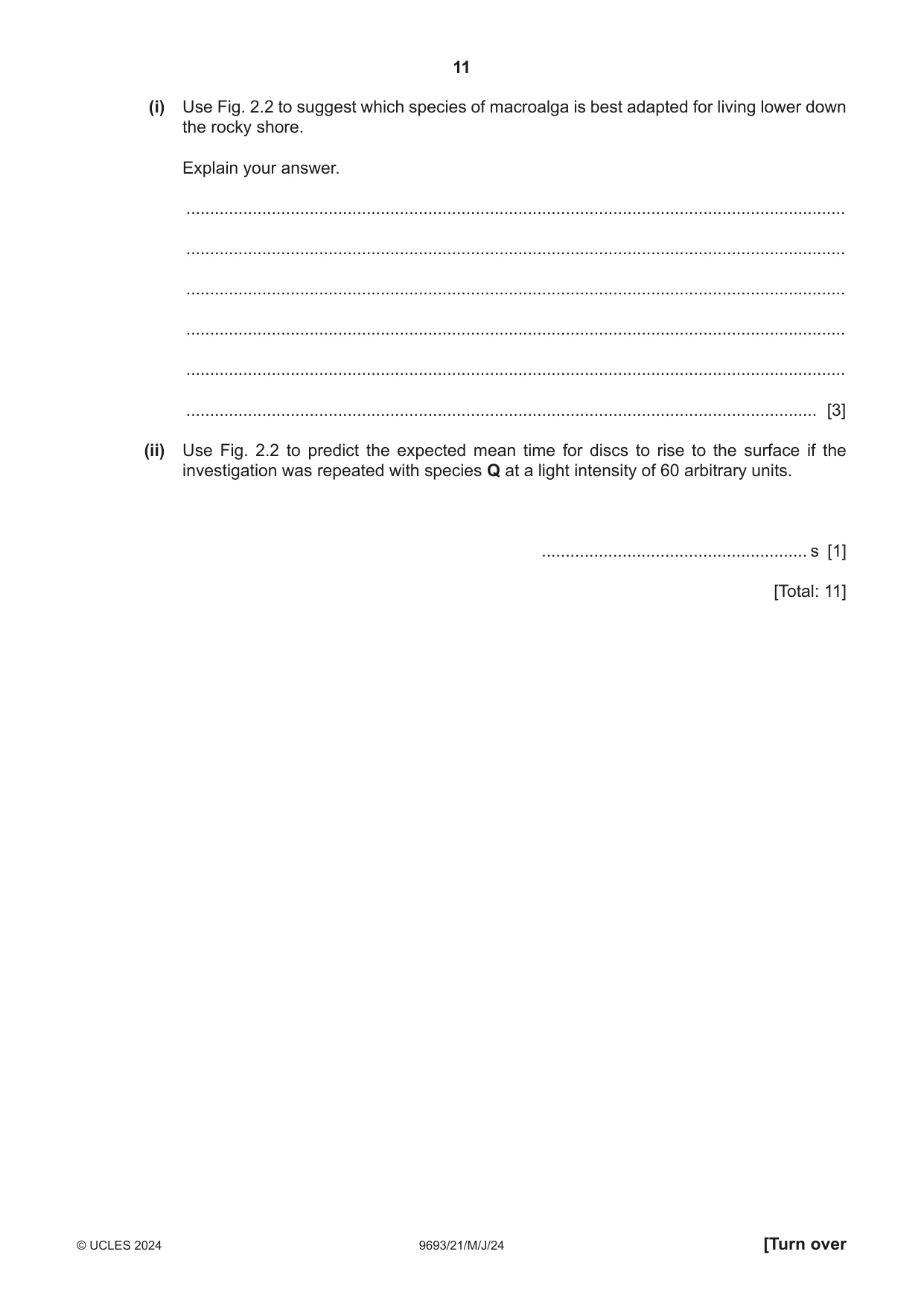 Cambridge A Level Marine Science 9693 2024 May/June Paper 2 · Variant 1 question paper, page 11 of 28