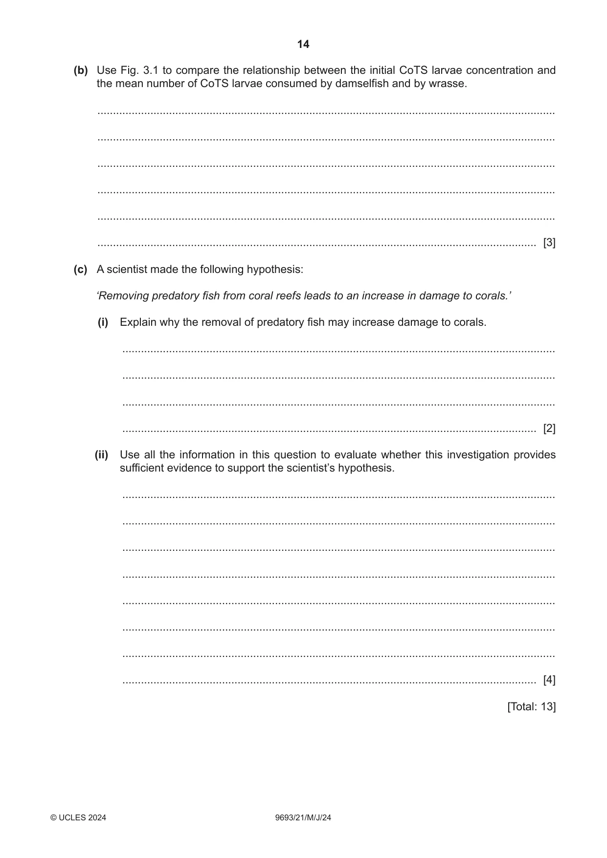Cambridge A Level Marine Science 9693 2024 May/June Paper 2 · Variant 1 question paper, page 14 of 28