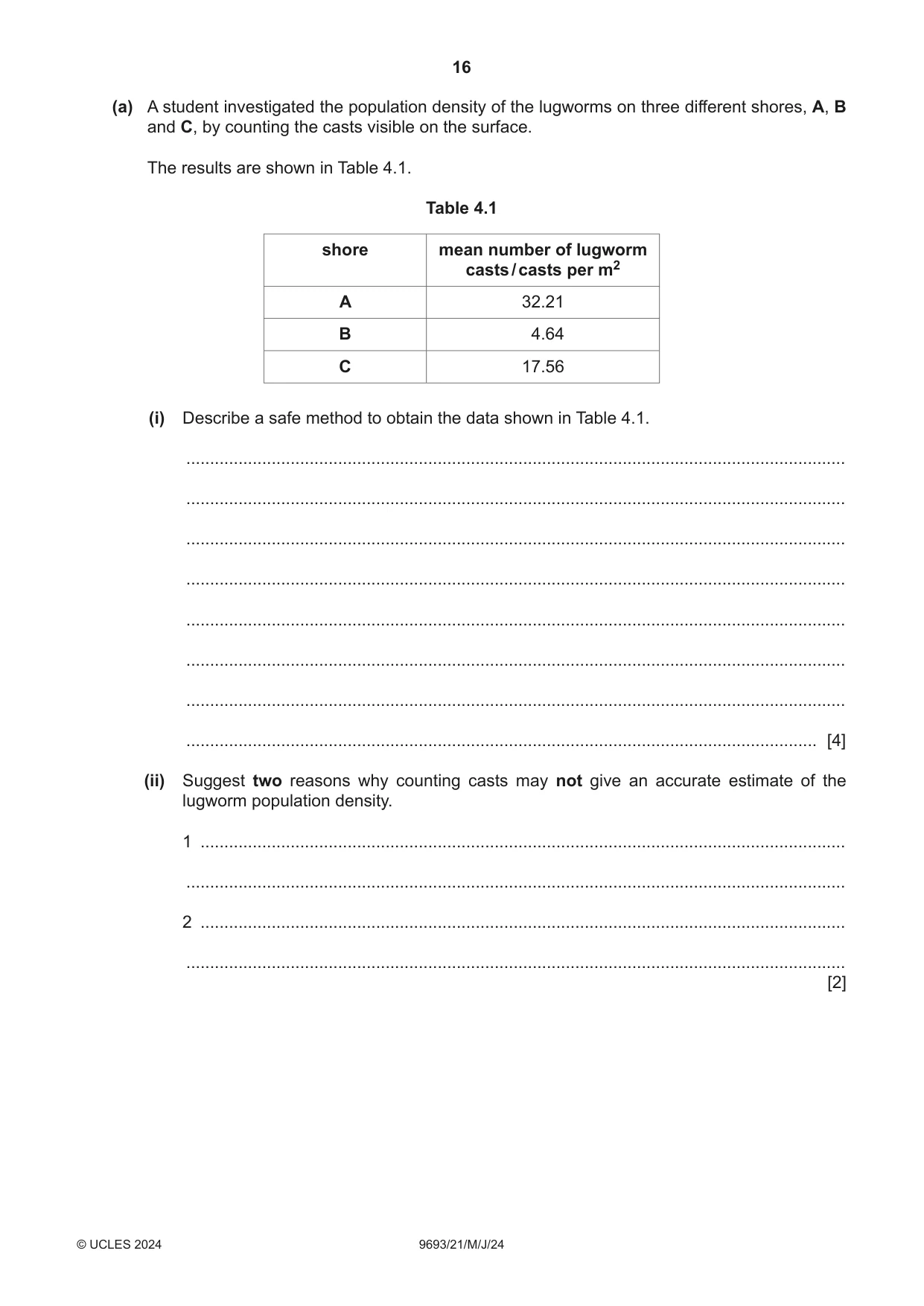 Cambridge A Level Marine Science 9693 2024 May/June Paper 2 · Variant 1 question paper, page 16 of 28