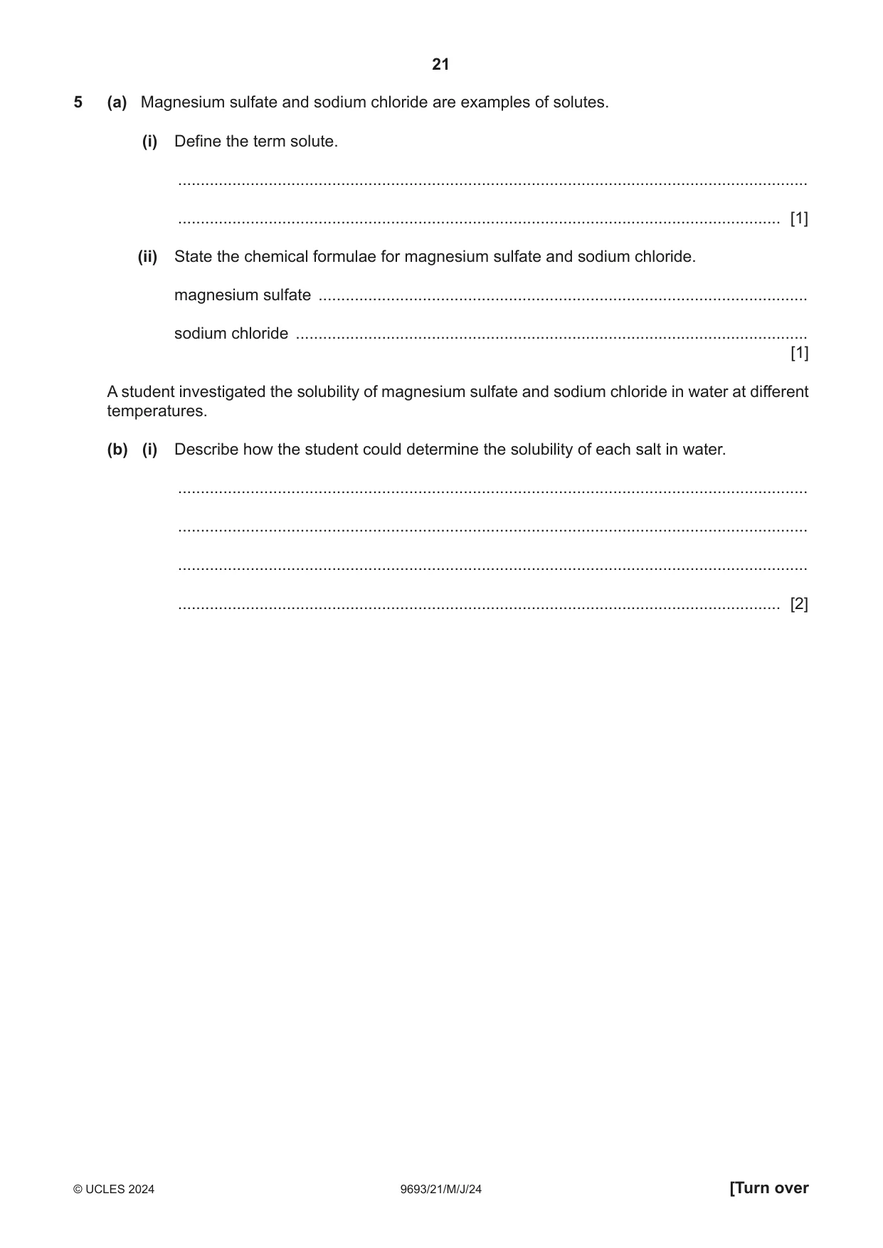 Cambridge A Level Marine Science 9693 2024 May/June Paper 2 · Variant 1 question paper, page 21 of 28