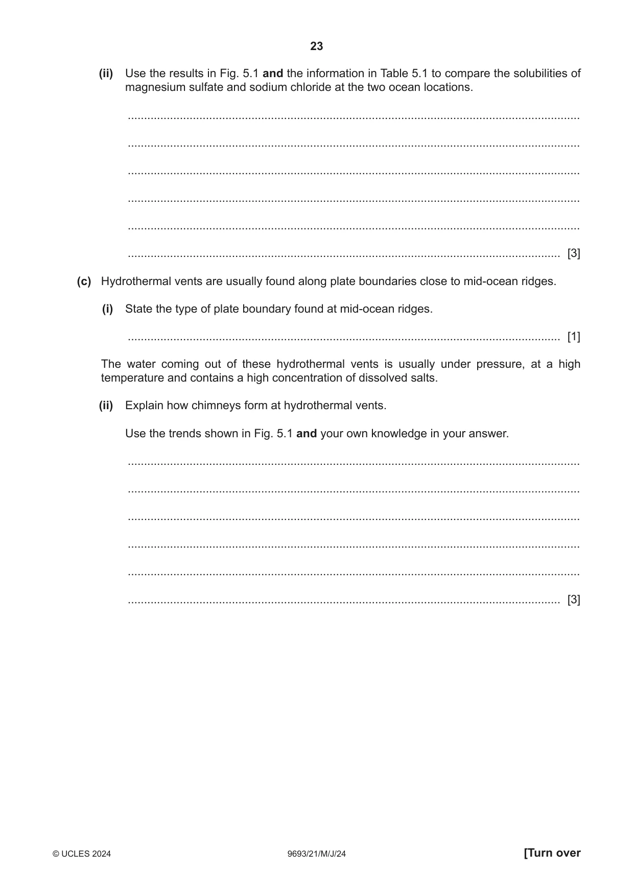 Cambridge A Level Marine Science 9693 2024 May/June Paper 2 · Variant 1 question paper, page 23 of 28