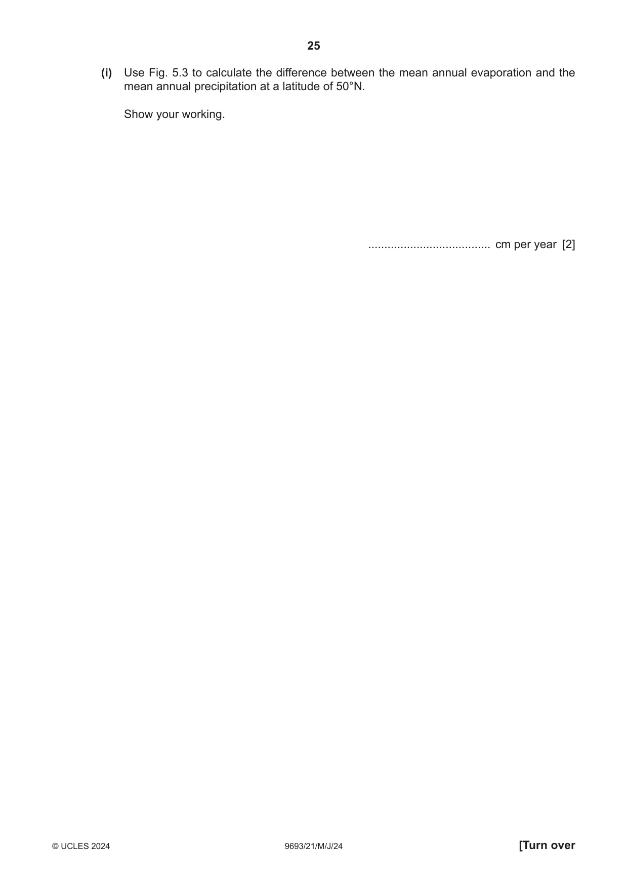Cambridge A Level Marine Science 9693 2024 May/June Paper 2 · Variant 1 question paper, page 25 of 28