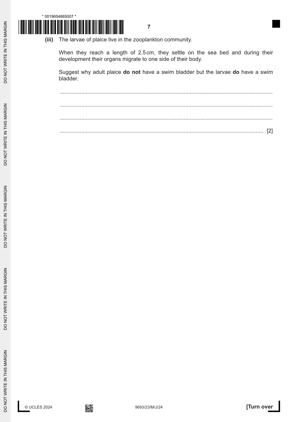 Cambridge A Level Marine Science 9693 2024 May/June Paper 2 · Variant 3 question paper, page 7 of 20