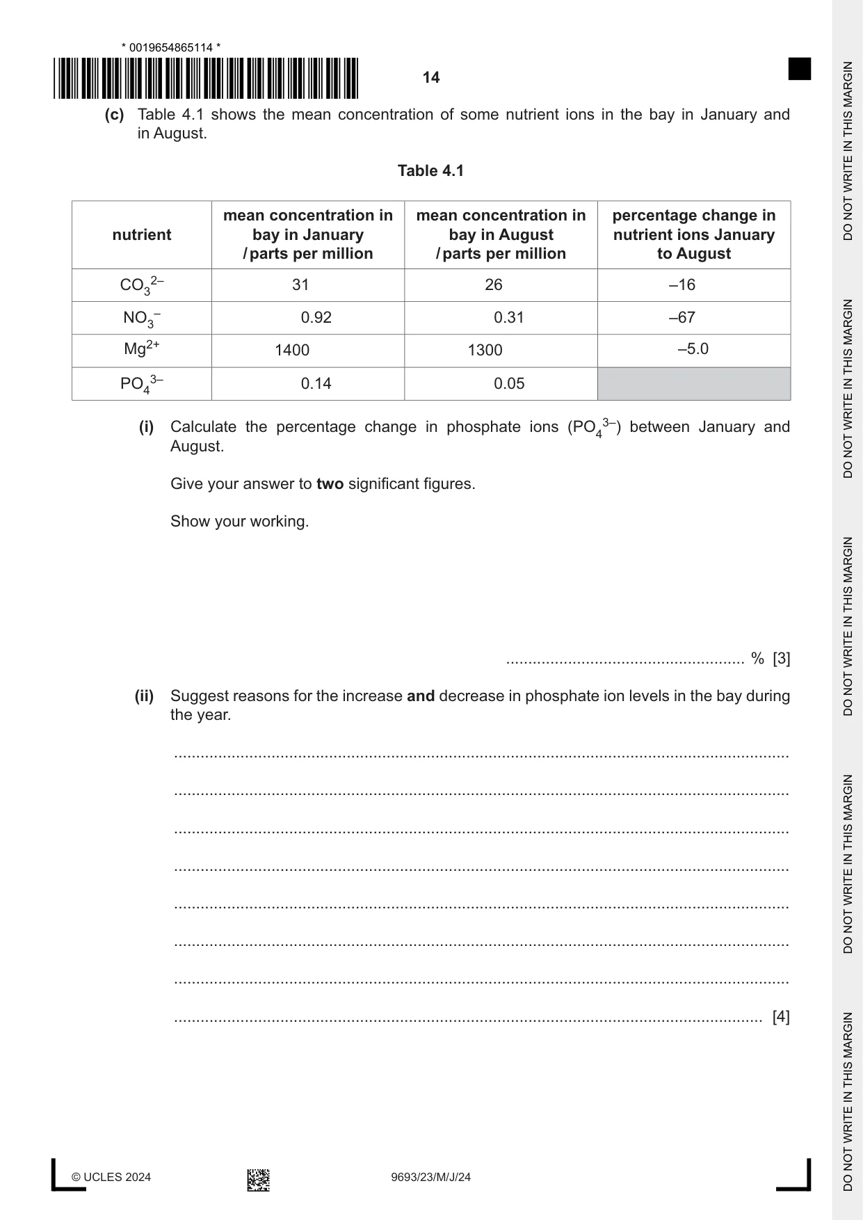 Cambridge A Level Marine Science 9693 2024 May/June Paper 2 · Variant 3 question paper, page 14 of 20