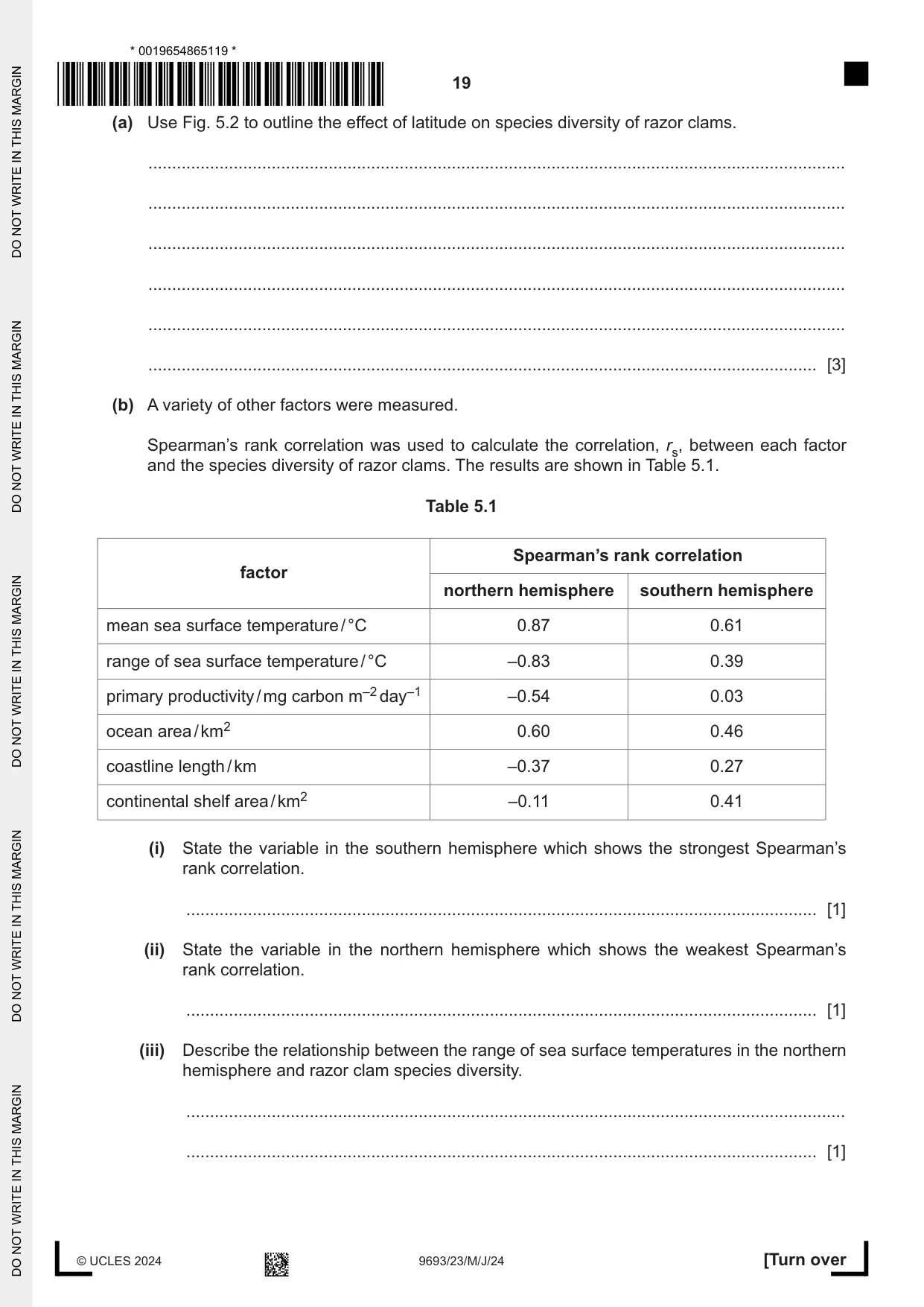 Cambridge A Level Marine Science 9693 2024 May/June Paper 2 · Variant 3 question paper, page 19 of 20