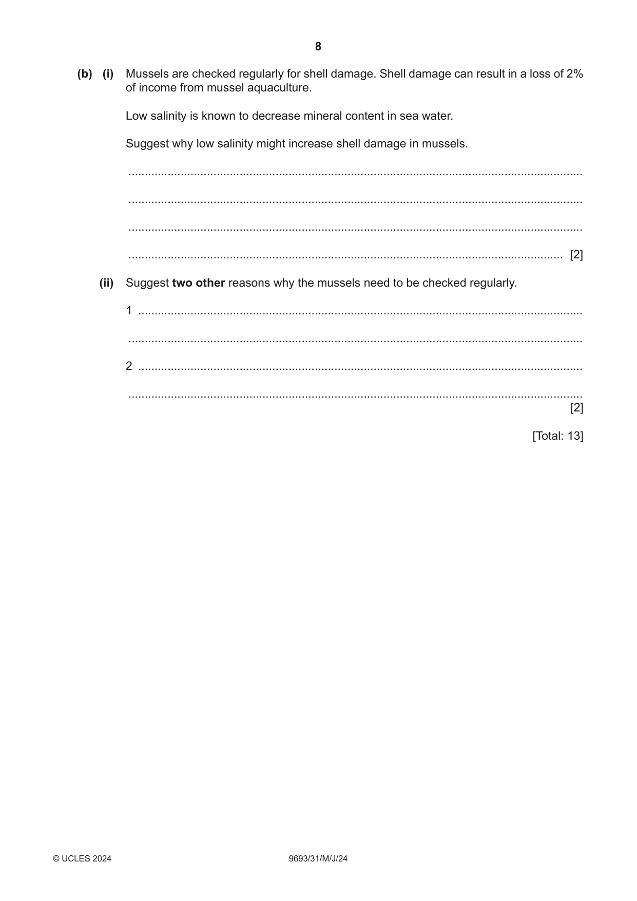 Cambridge A Level Marine Science 9693 2024 May/June Paper 3 · Variant 1 question paper, page 8 of 20