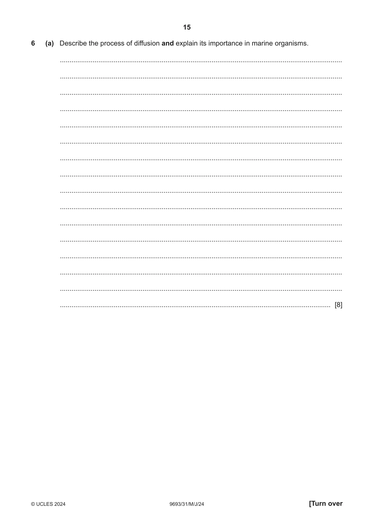 Cambridge A Level Marine Science 9693 2024 May/June Paper 3 · Variant 1 question paper, page 15 of 20