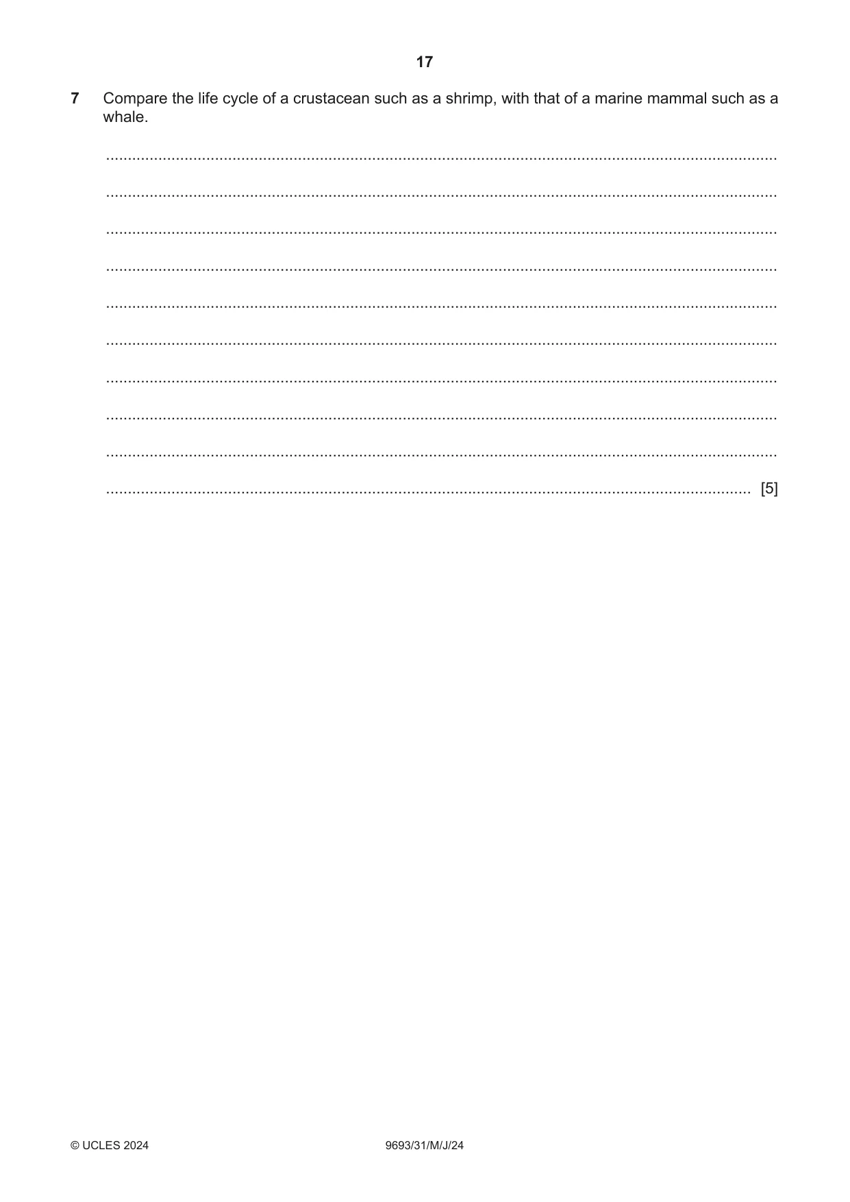 Cambridge A Level Marine Science 9693 2024 May/June Paper 3 · Variant 1 question paper, page 17 of 20