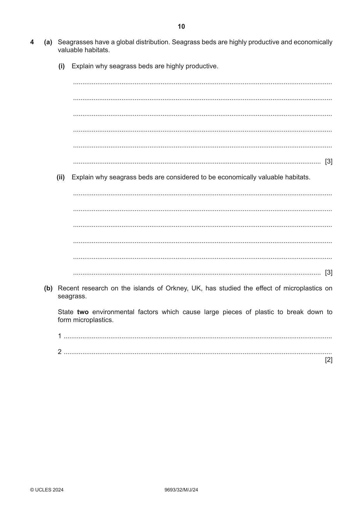 Cambridge A Level Marine Science 9693 2024 May/June Paper 3 · Variant 2 question paper, page 10 of 16